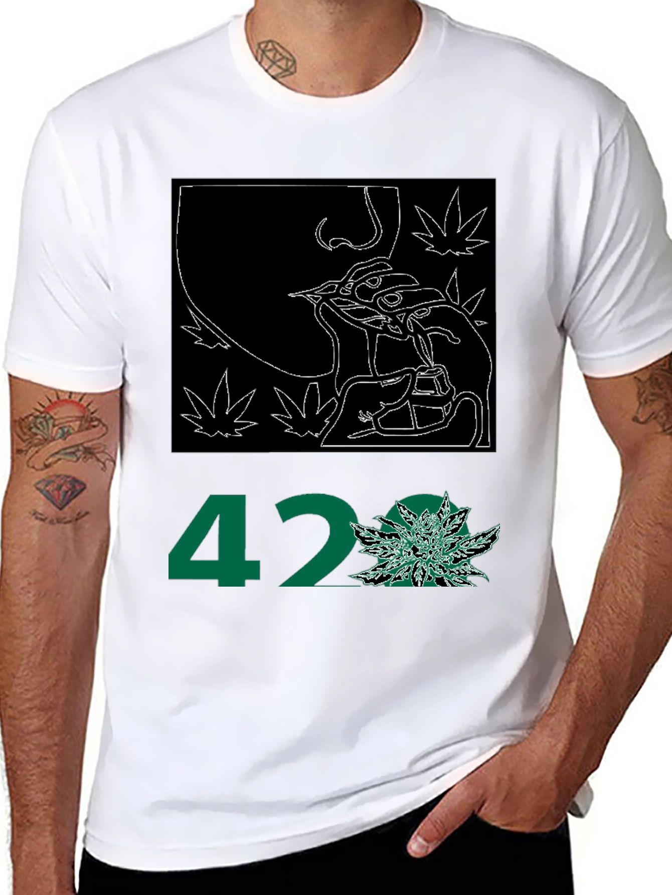 Black 420 Graphic Print Tee - Black view 8