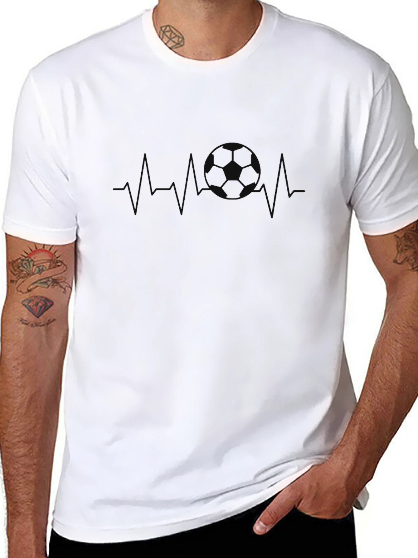 Black Soccer Heartbeat T-Shirt - Black view 8