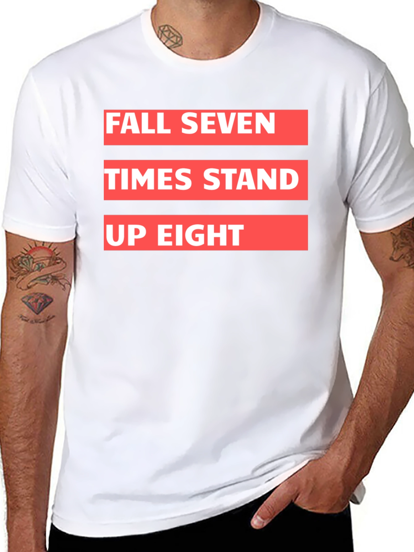 Black Fall Seven Times Stand Up Eight Graphic Tee view 8