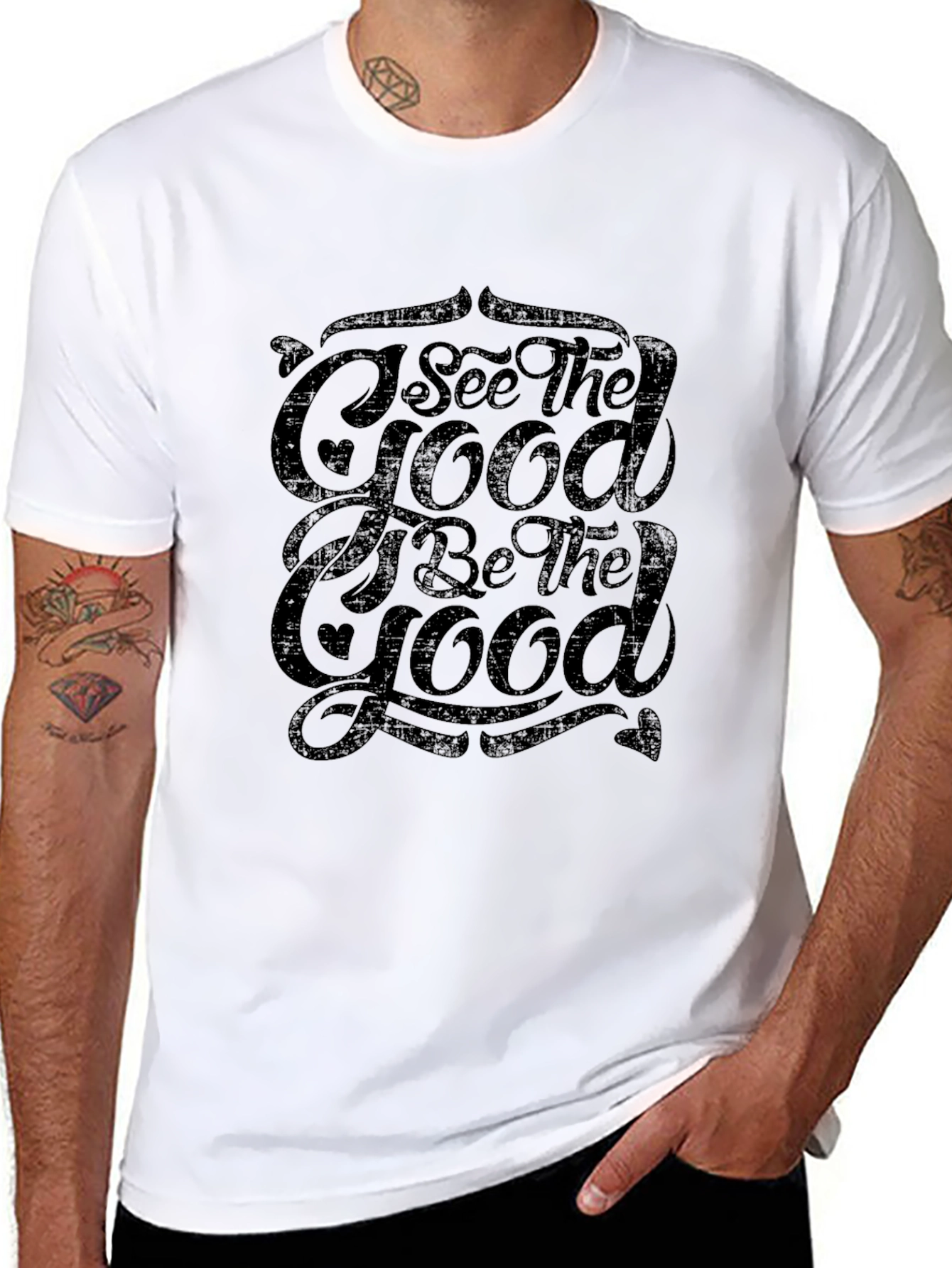 Black See The Good Be The Good Graphic T-Shirt view 8