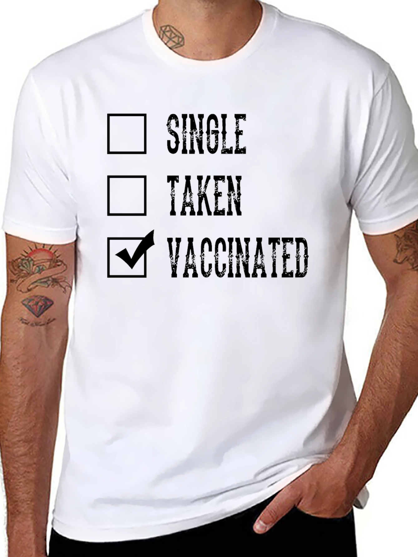 Black Vaccinated T-Shirt - Single Taken Vaccinated view 8