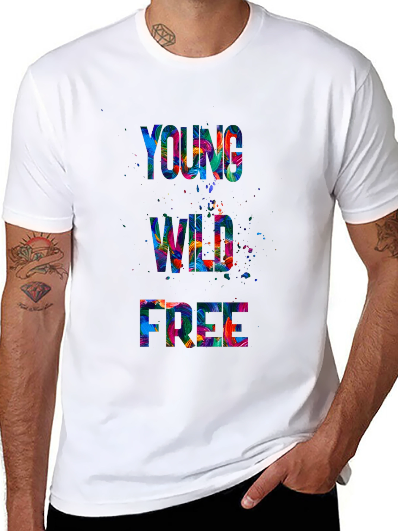 Black Young Wild Free Graphic Print T-Shirt view 8