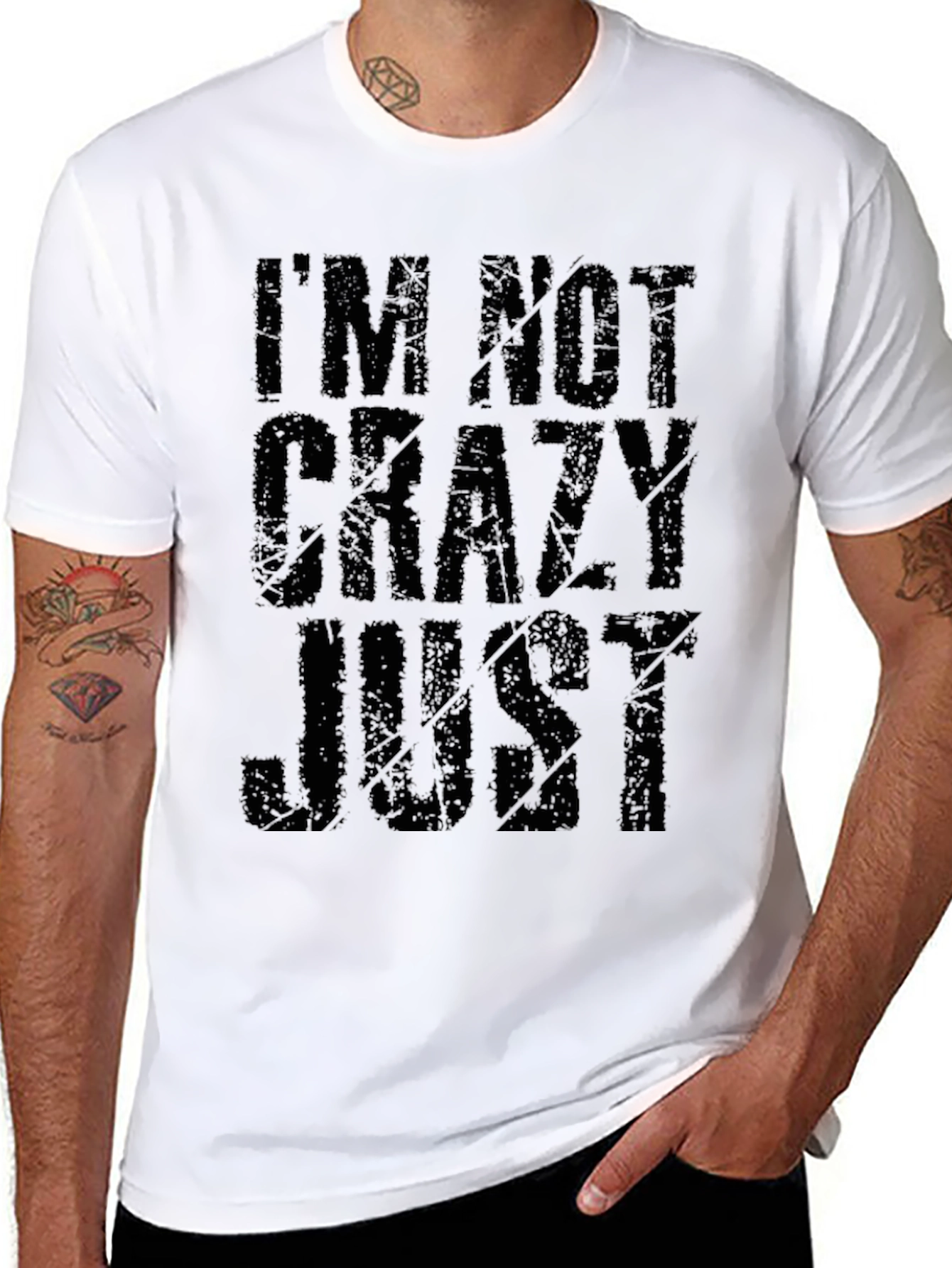 Black I'm Not Crazy Just Graphic T-Shirt - Black view 8