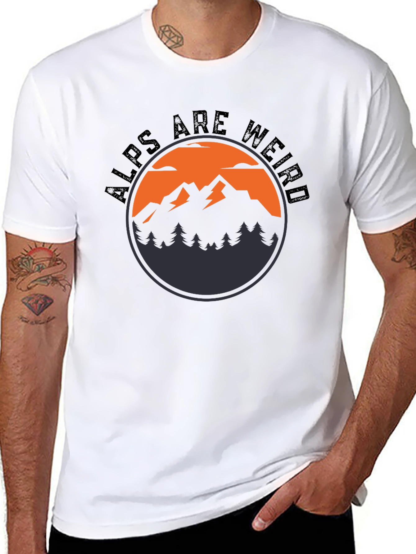 Black Alps Are Weird Graphic T-Shirt view 8