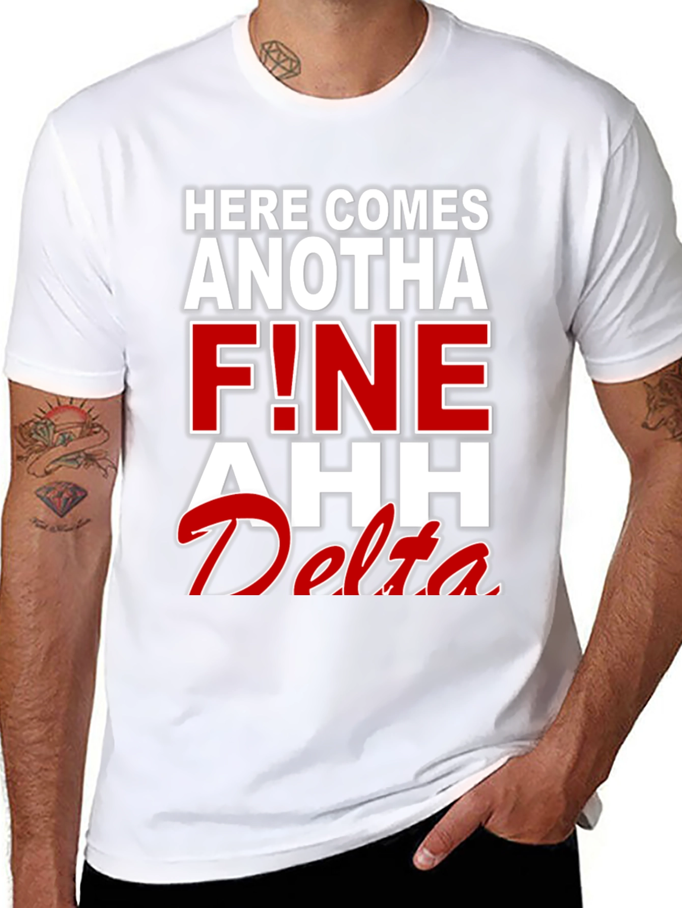 Black Here Comes Anotha F!ne Ahh Delta T-Shirt view 8