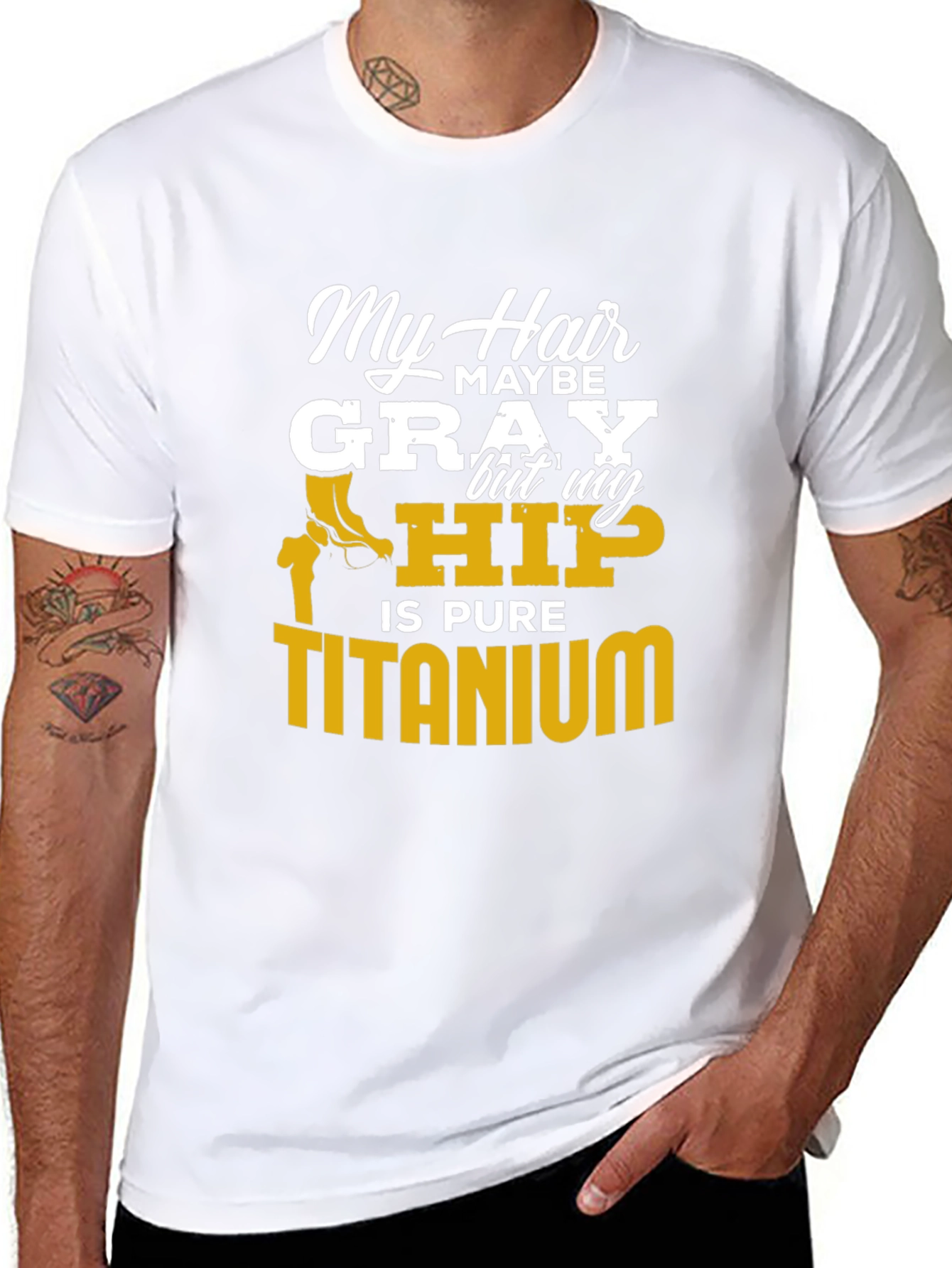 Black My Hair Maybe Gray Hip Titanium Funny T-Shirt view 8