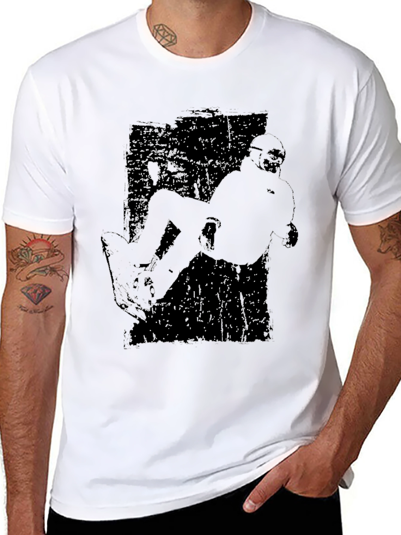 Black Distressed Snowboard Graphic Tee - Cool Black Shirt view 8