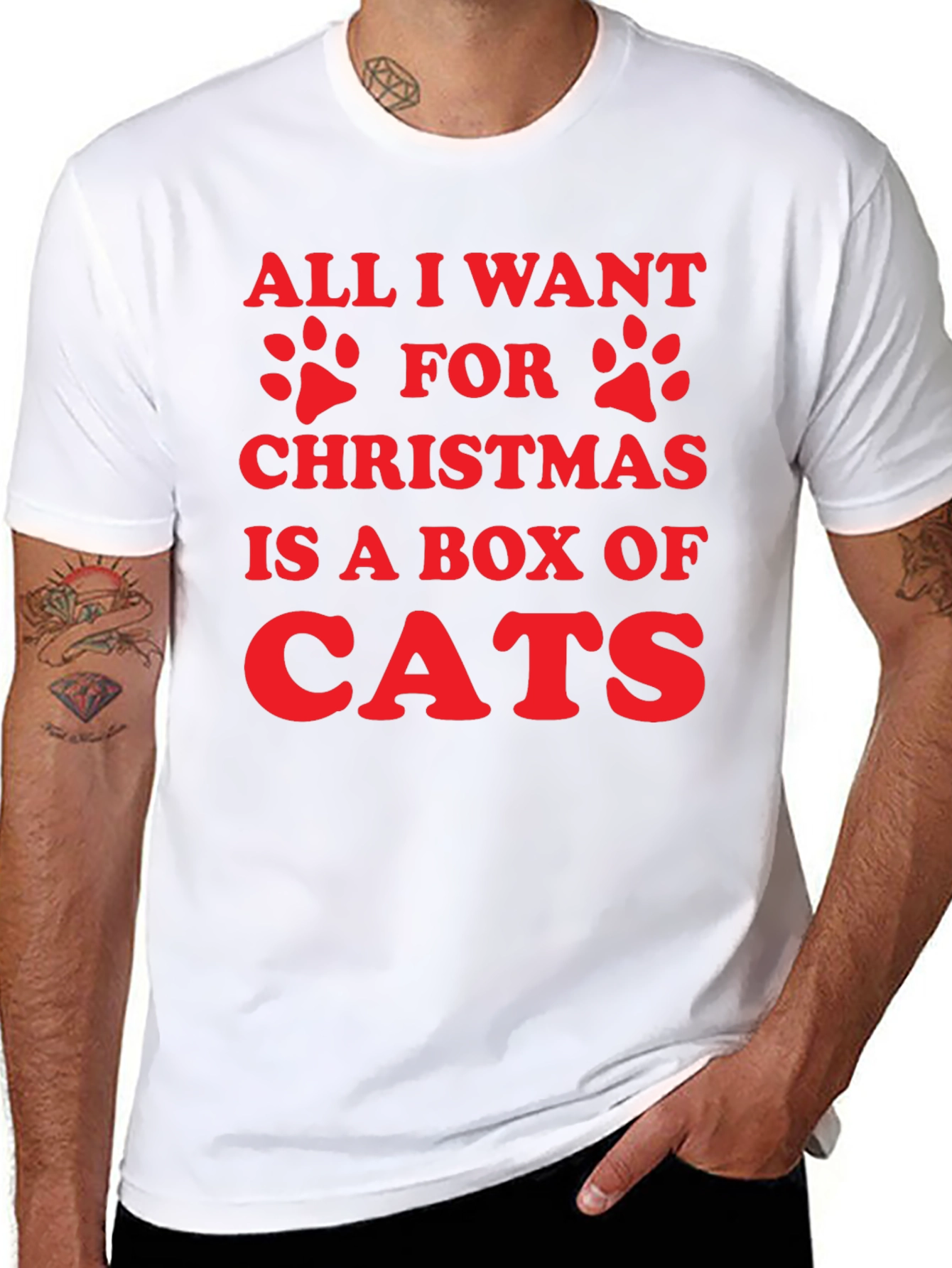 Black All I Want For Christmas is Cats Graphic Tee view 8