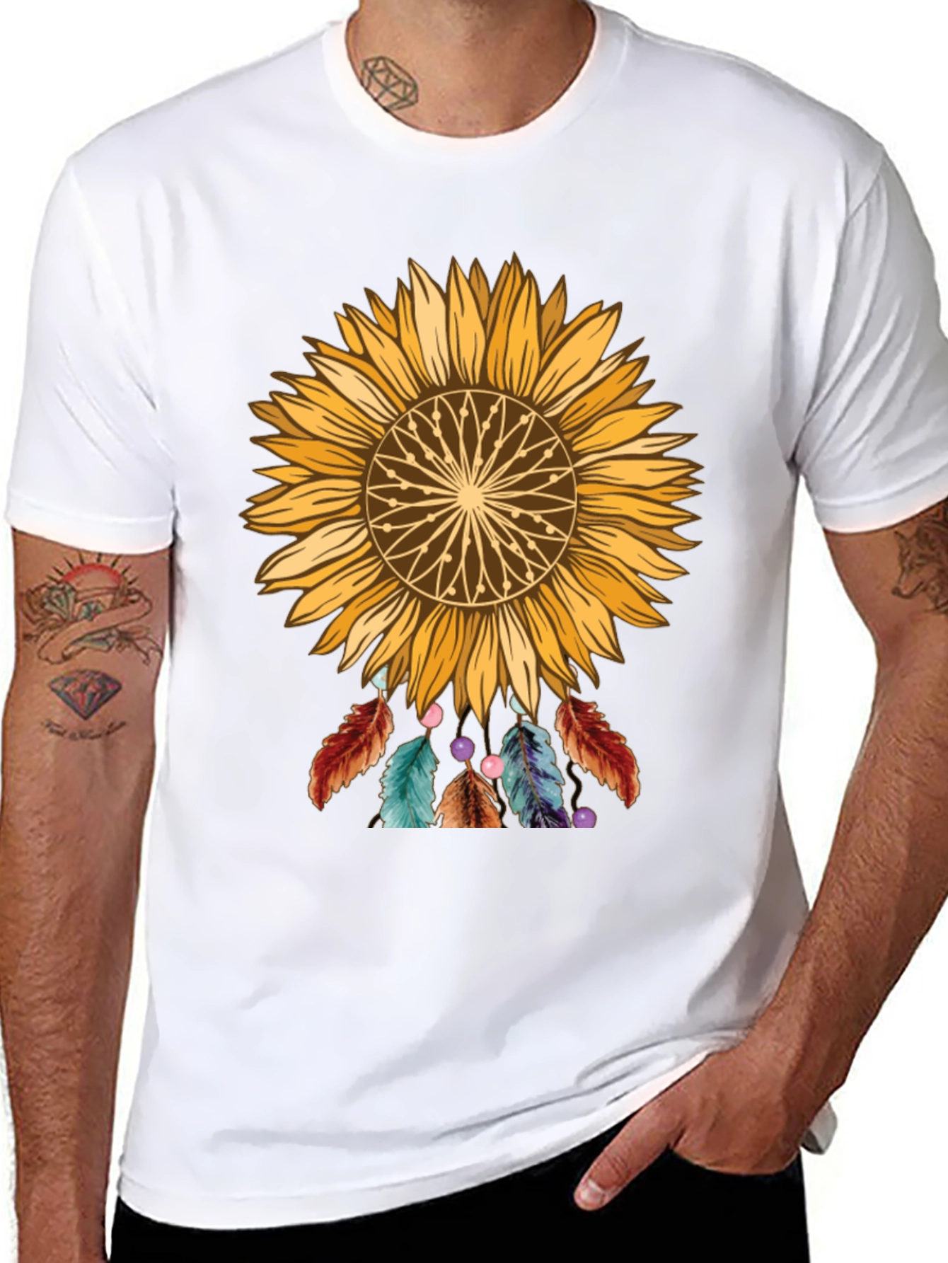 Black Sunflower Dreamcatcher Graphic Tee view 8