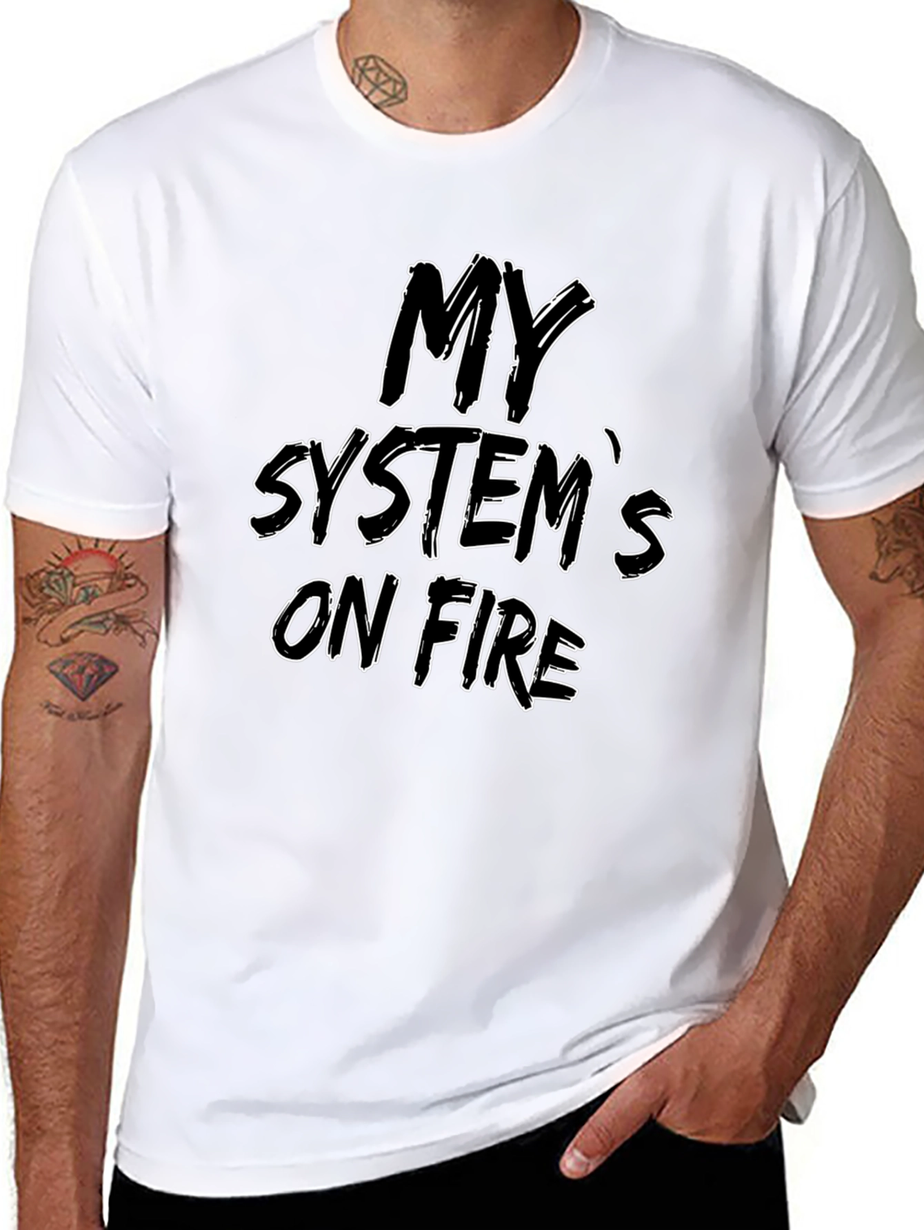 Black My System's On Fire Black T-Shirt view 8