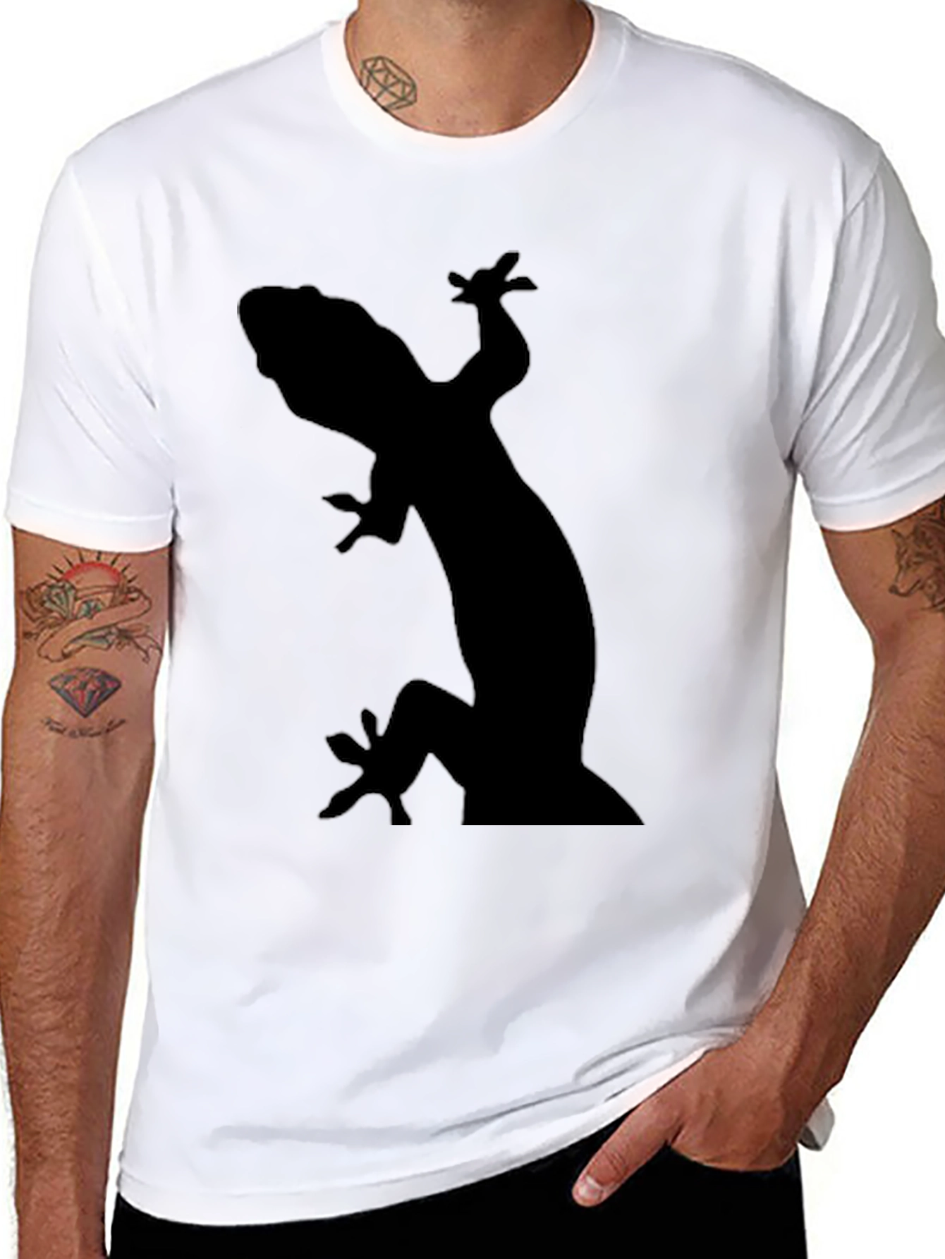 Black Cool Gecko Silhouette Graphic Tee - Black view 8