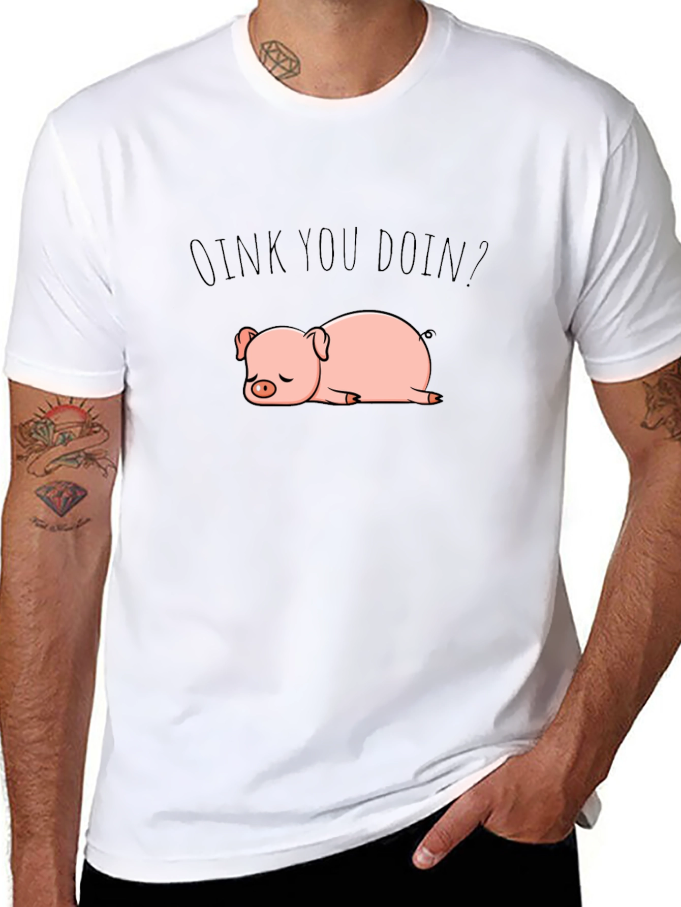 Black OINK YOU DOIN? Pig Graphic Tee - Relaxed Fit view 8