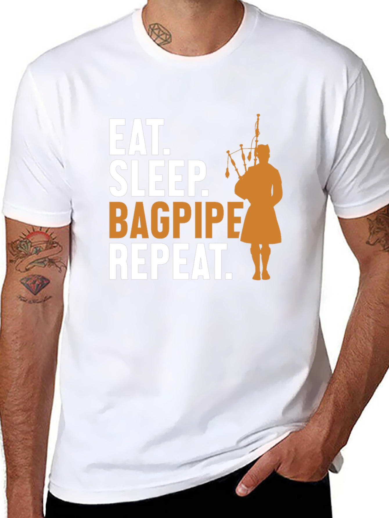 Black Eat, Sleep, Bagpipe, Repeat T-Shirt - Black view 8