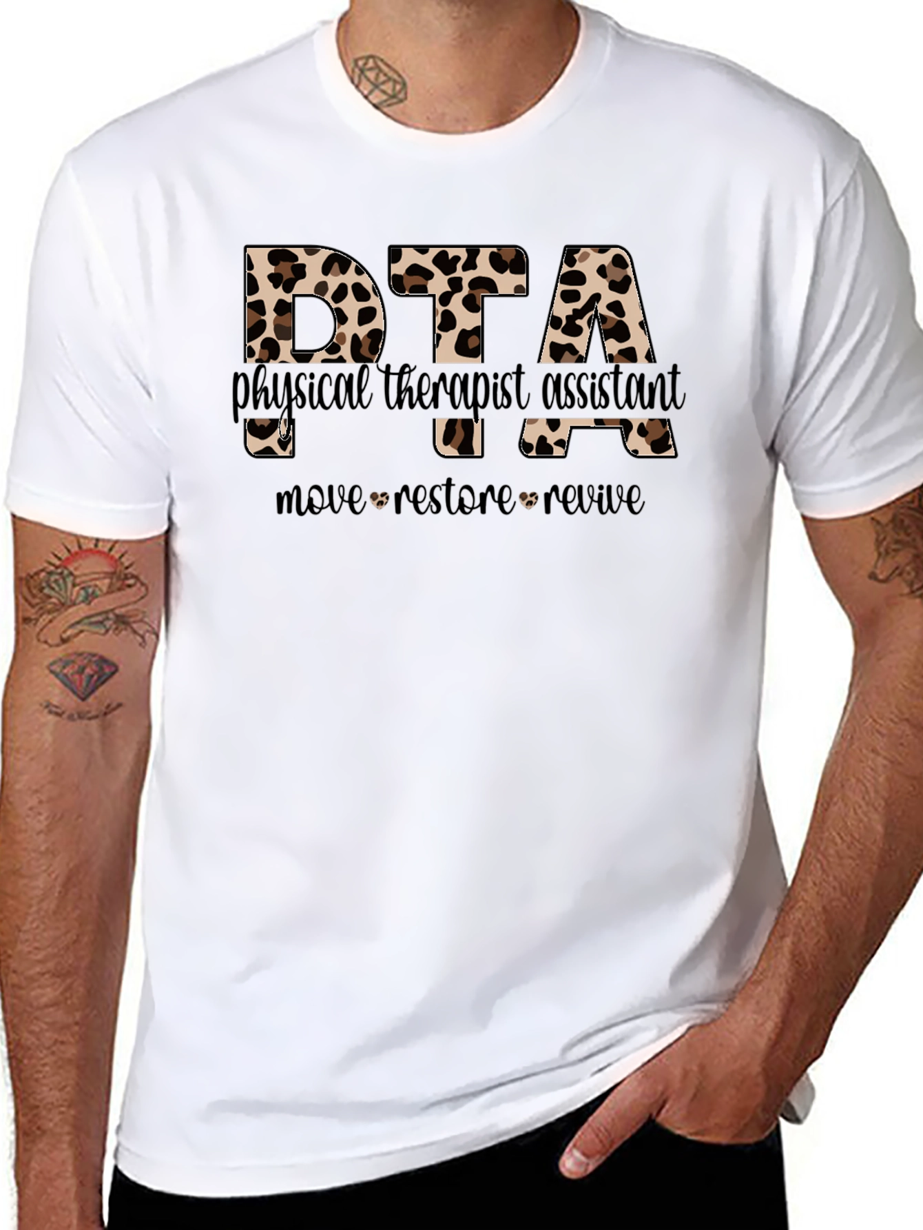 Black DTA Physical Therapy Assistant Leopard Print T-Shirt view 8