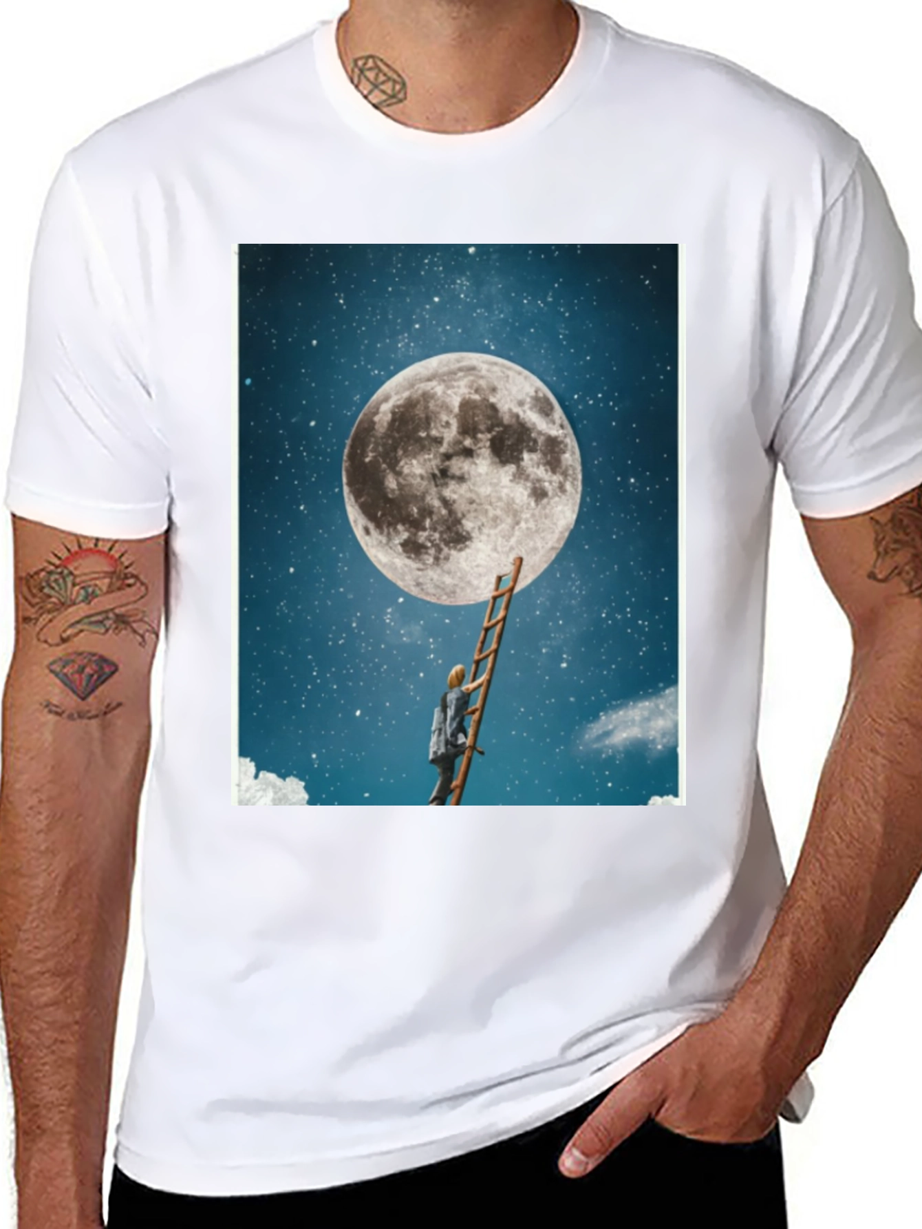 Black Moon Ladder Graphic T-Shirt - Black view 8