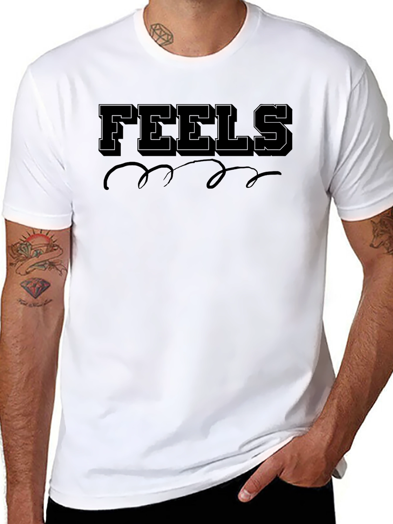 Black "Feels" Graphic Print Black T-Shirt view 8