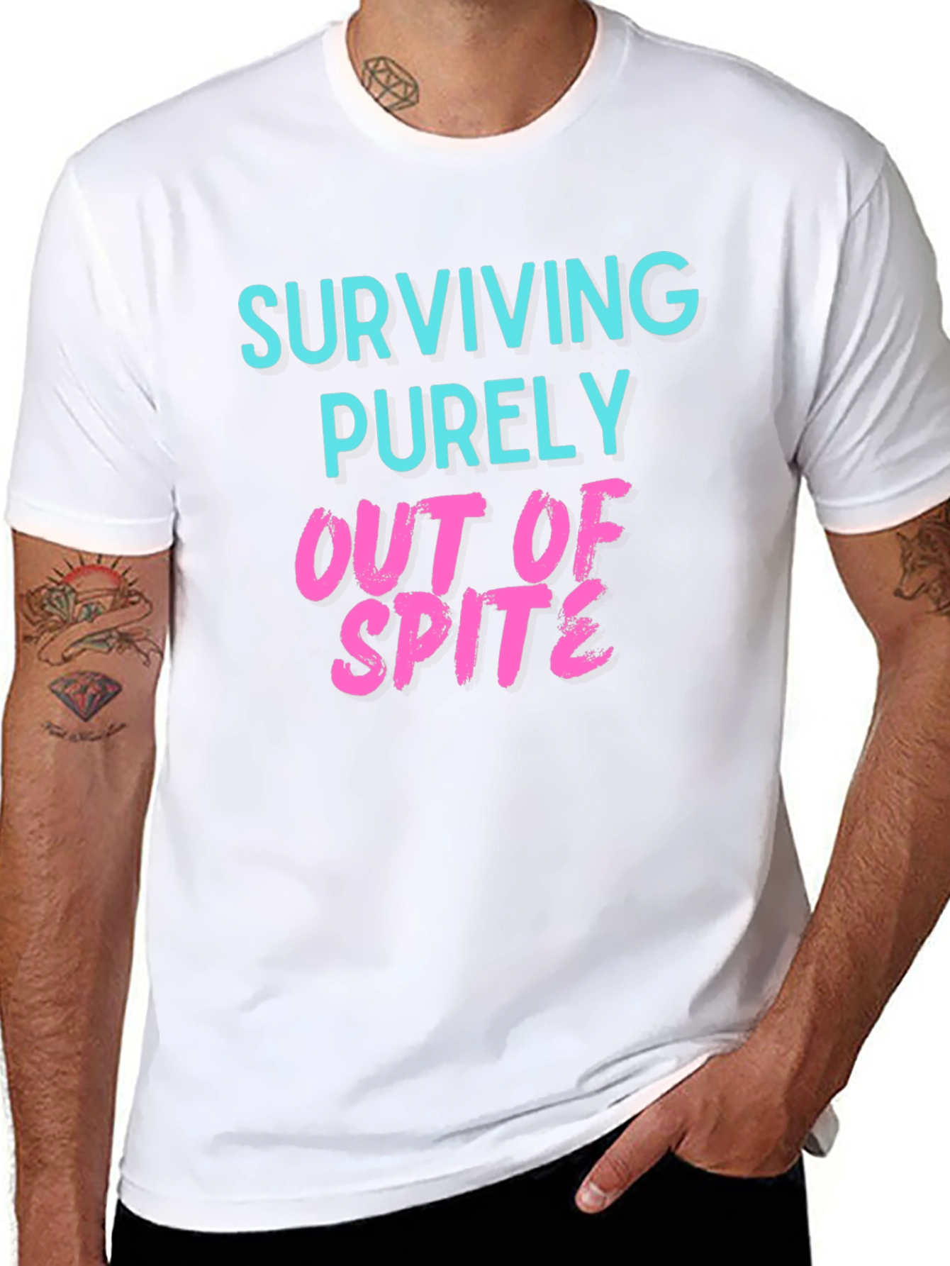 Black Surviving Out of Spite Graphic Tee - Black view 8