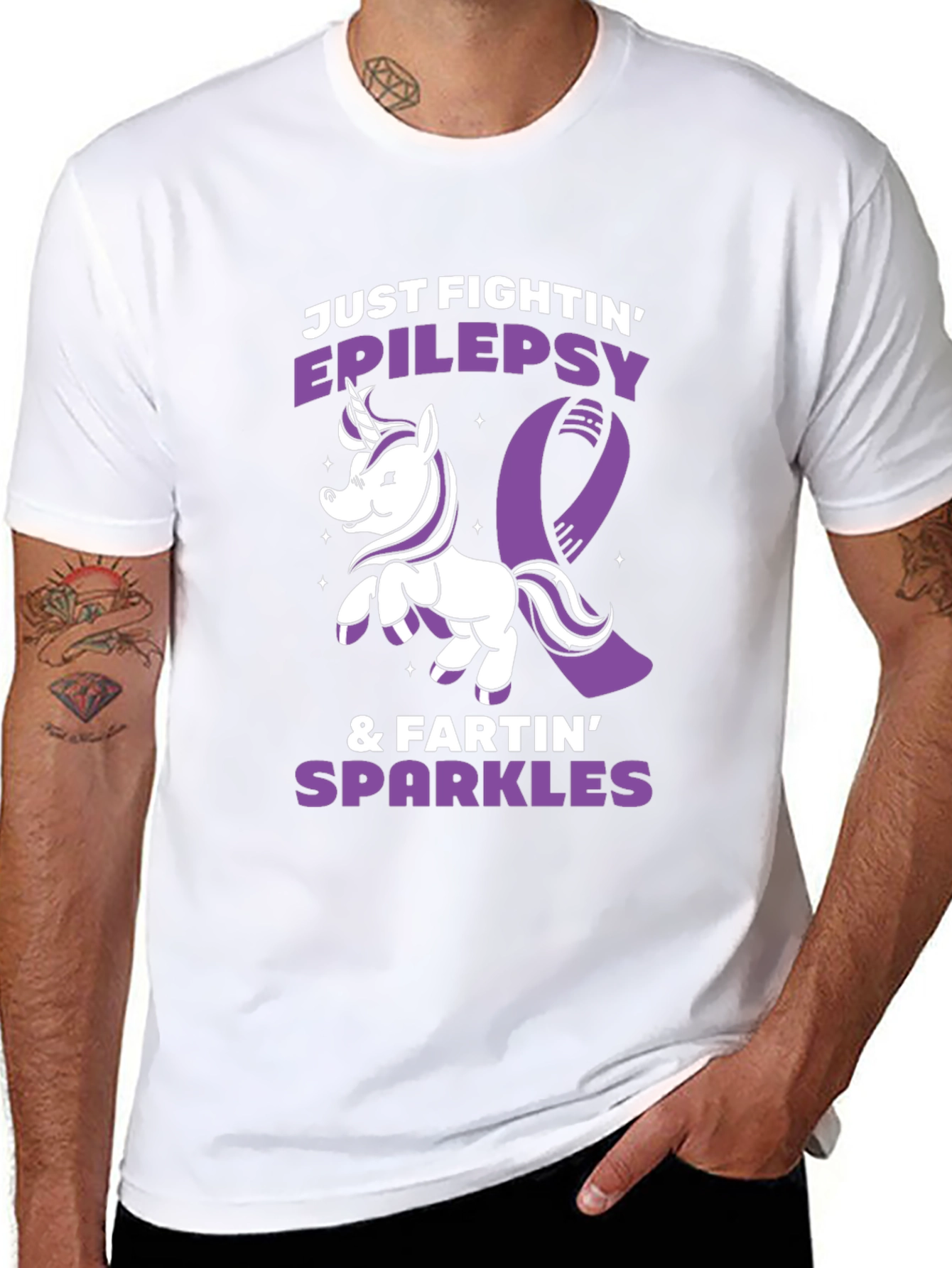 Black Epilepsy Awareness T-Shirt Unicorn Fighting Sparkles  view 8