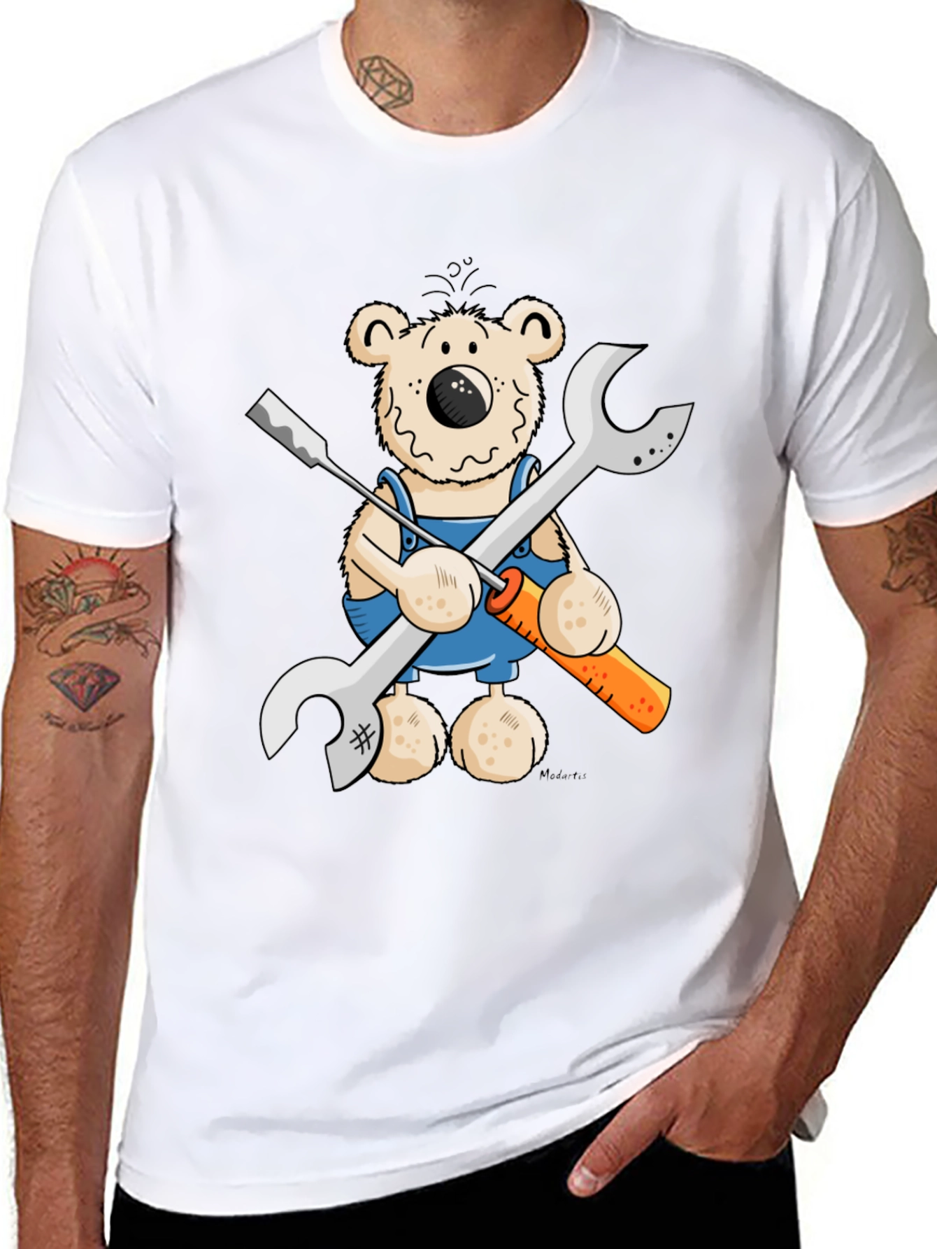 Black Mechanic Bear Graphic T-Shirt view 8
