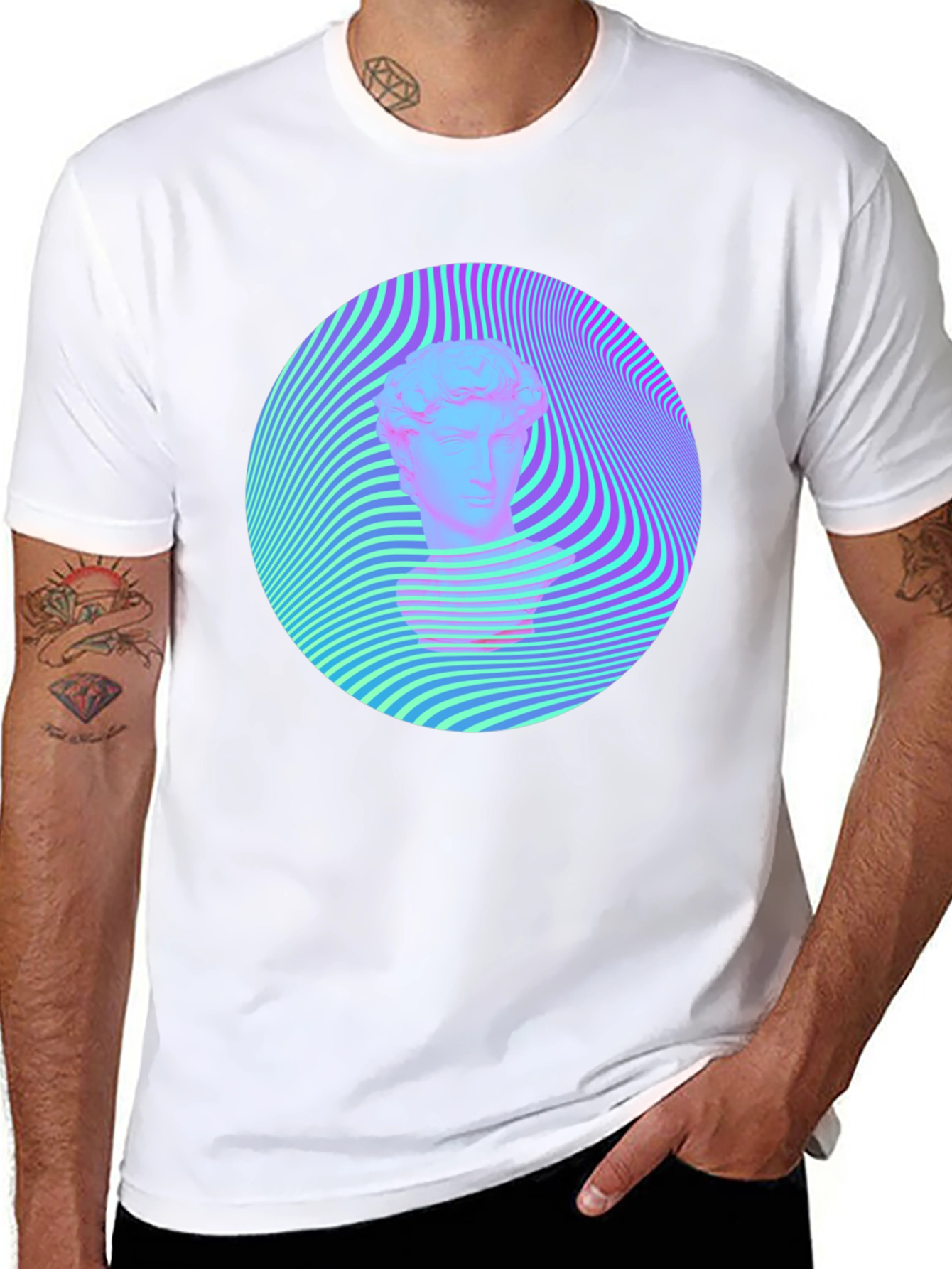 Black Vaporwave Statue Head Tee - Retro Aesthetic Shirt view 8