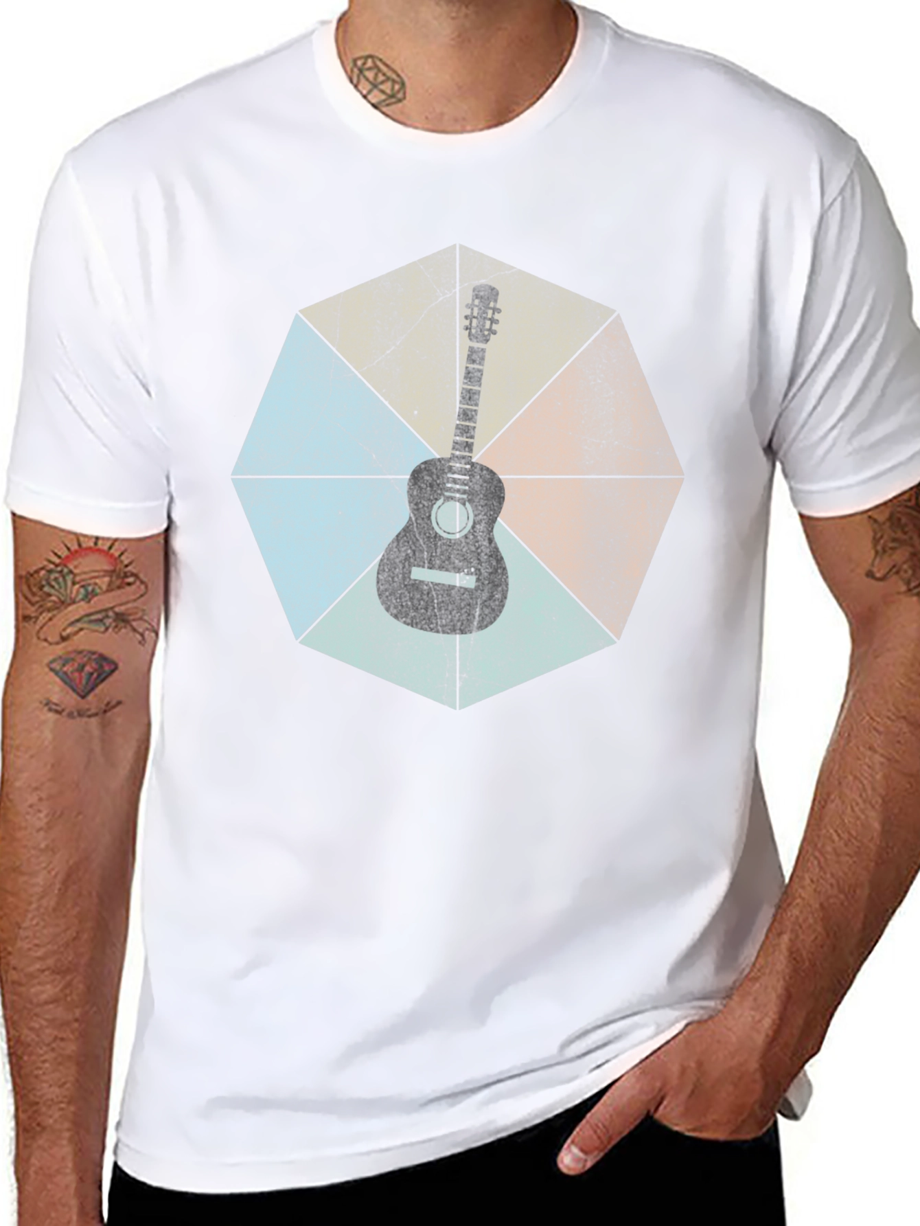 Black Guitar Graphic Tee - Retro Style view 8