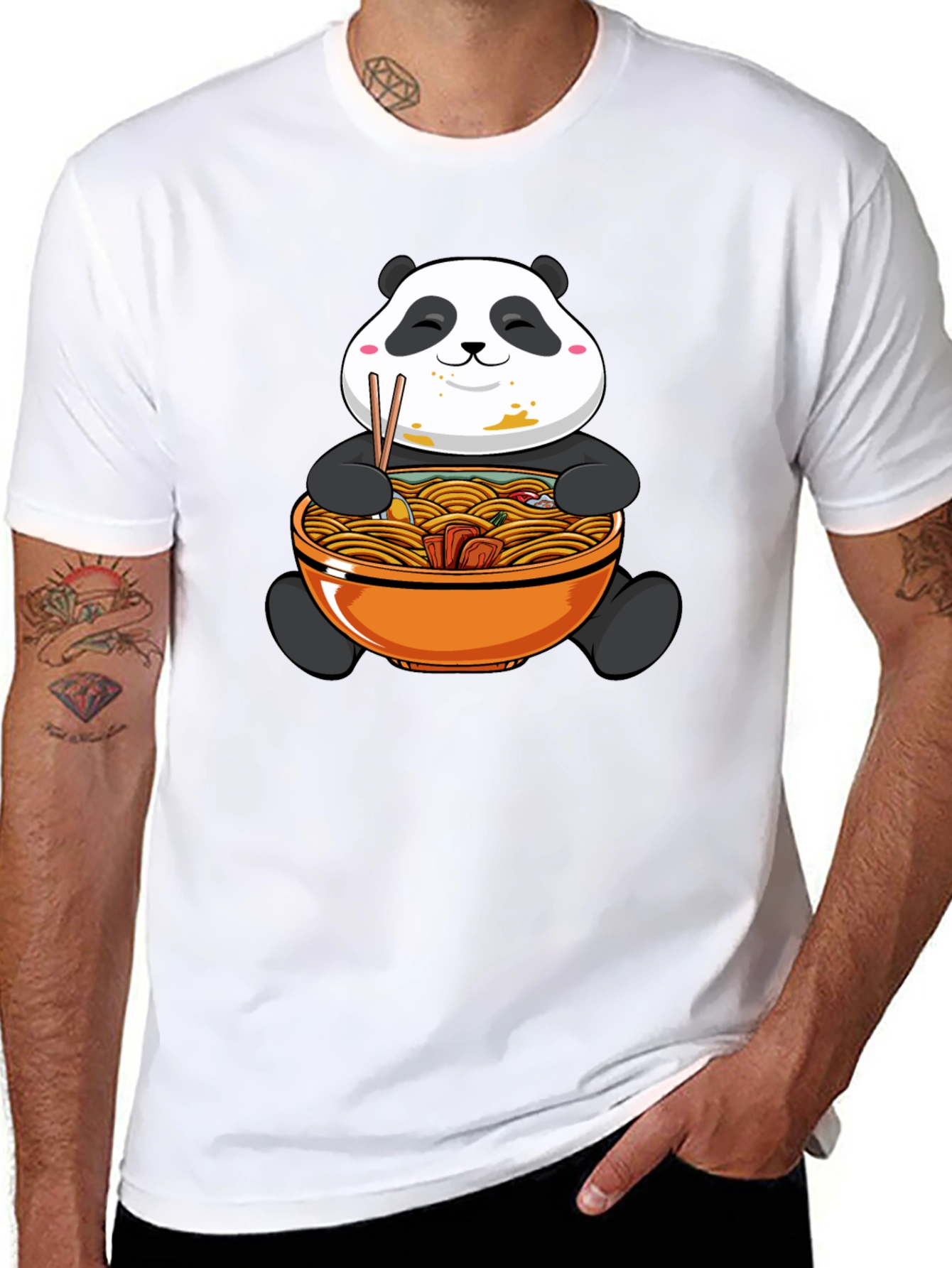 Black Panda Ramen Graphic Tee - Black Cotton Comfort view 8