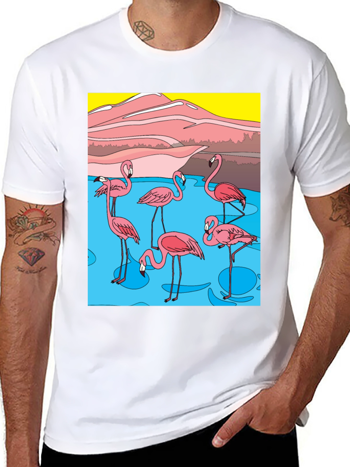 Funky Flamingo Graphic Tee - Soft Cotton Blend - 8