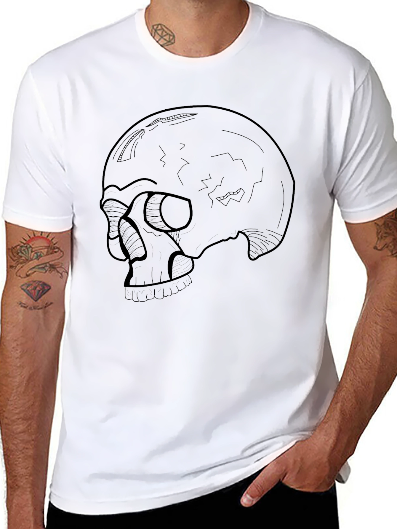 Black Skull Graphic Tee - Men's Black T-Shirt view 8