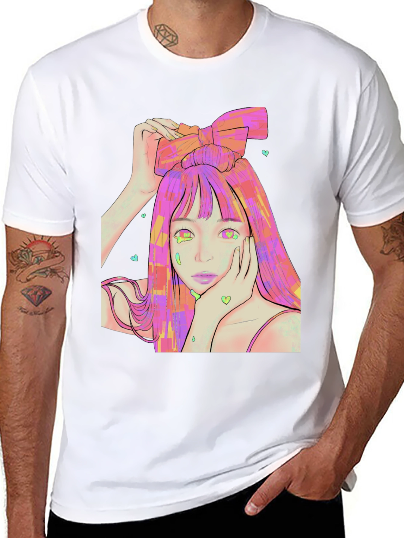 Black Anime Girl Graphic Tee - Black T-Shirt view 8
