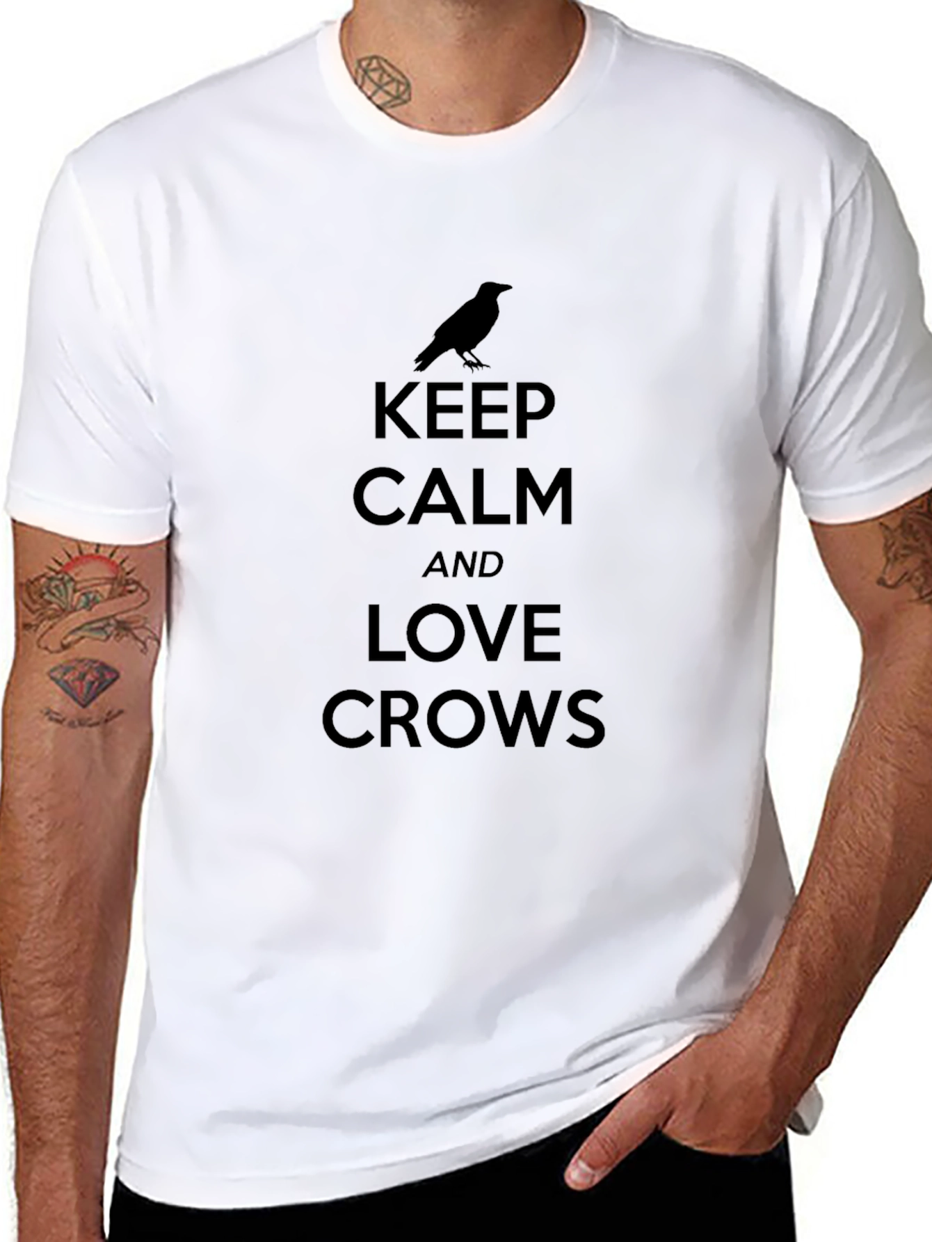 Black Keep Calm & Love Crows T-Shirt - Black view 8