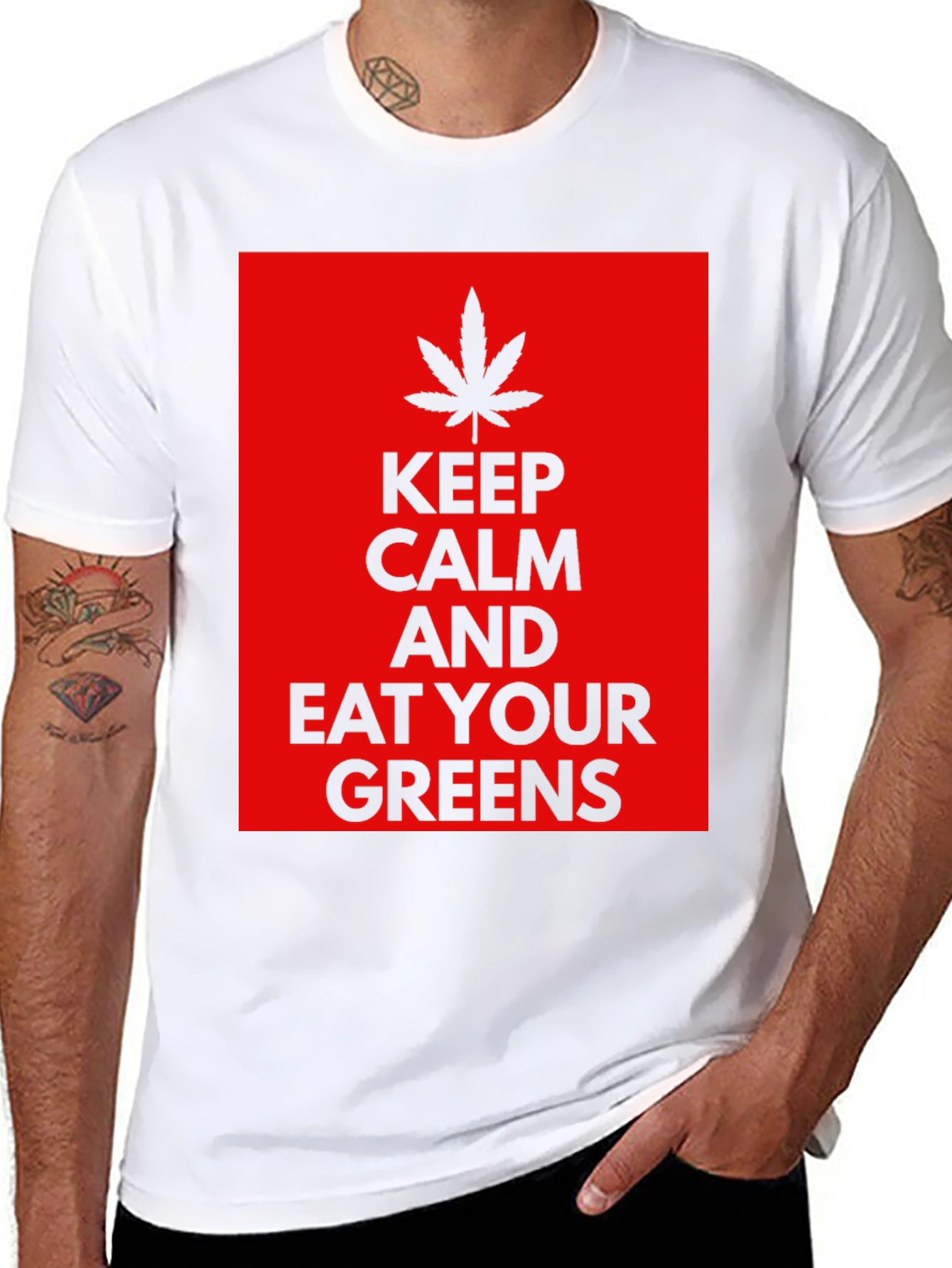 Black Keep Calm Eat Your Greens T-Shirt view 8