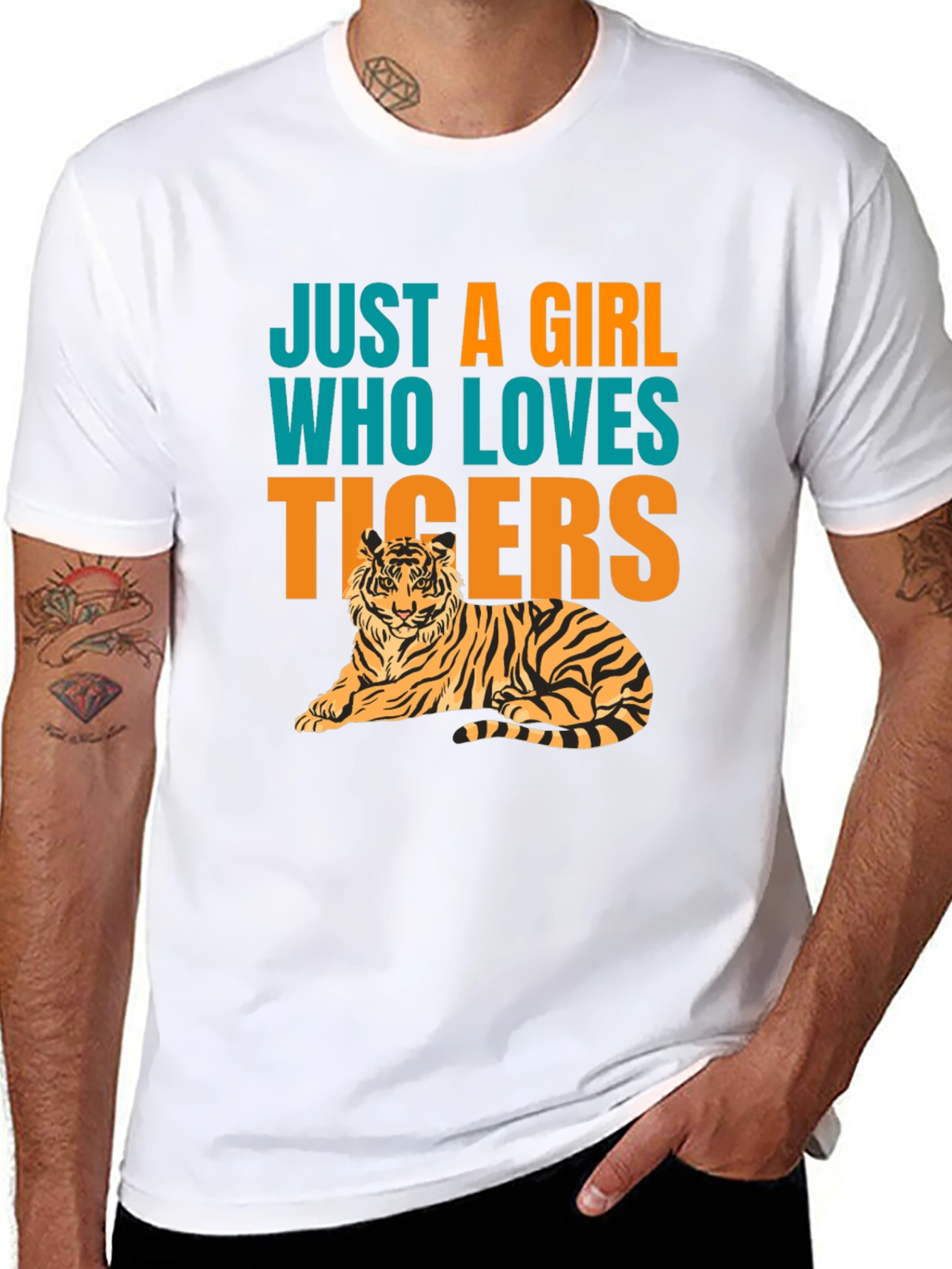 Black Just A Girl Who Loves Tigers T-Shirt view 8