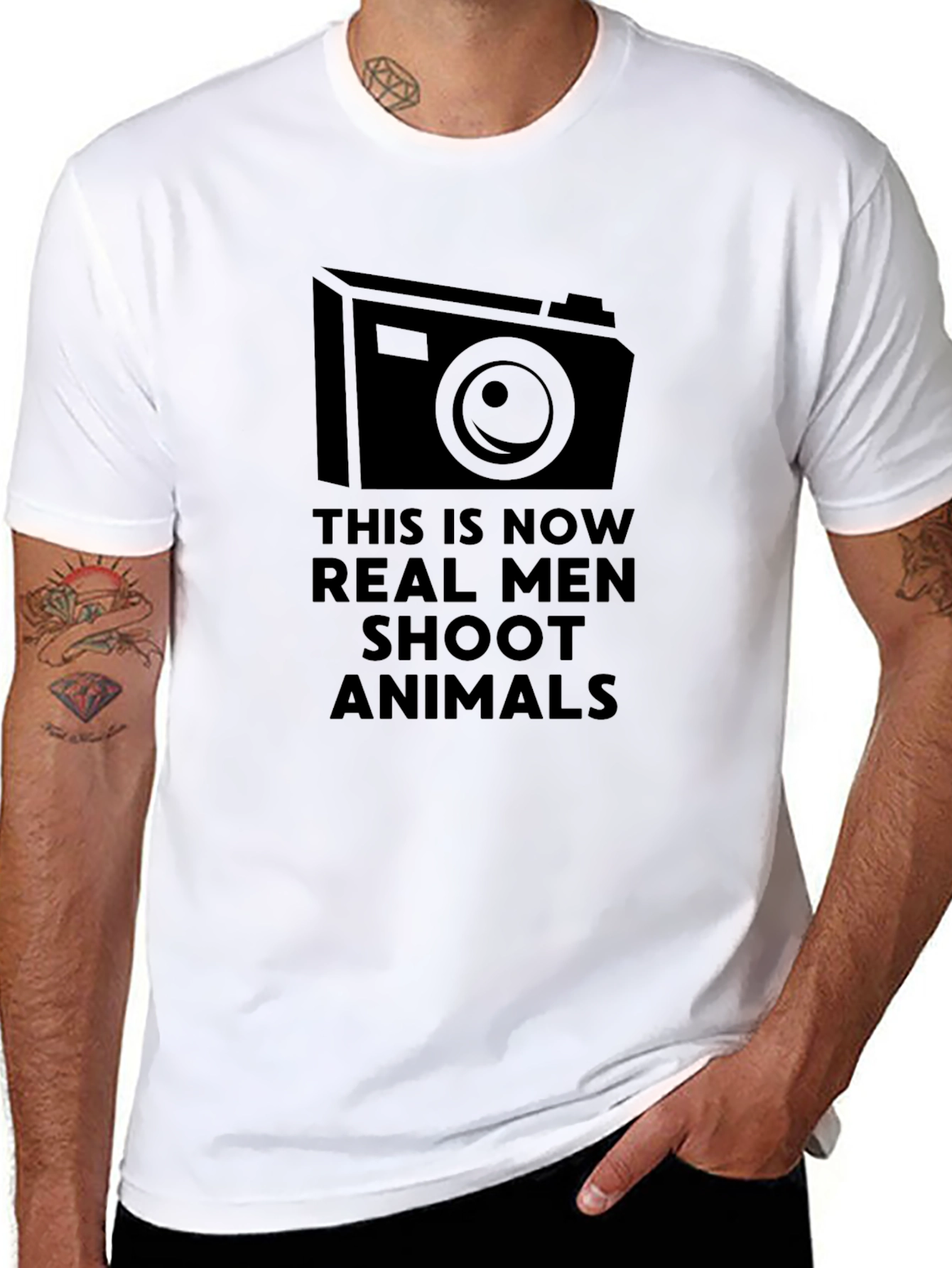 Black Real Men Shoot Animals T-Shirt view 8