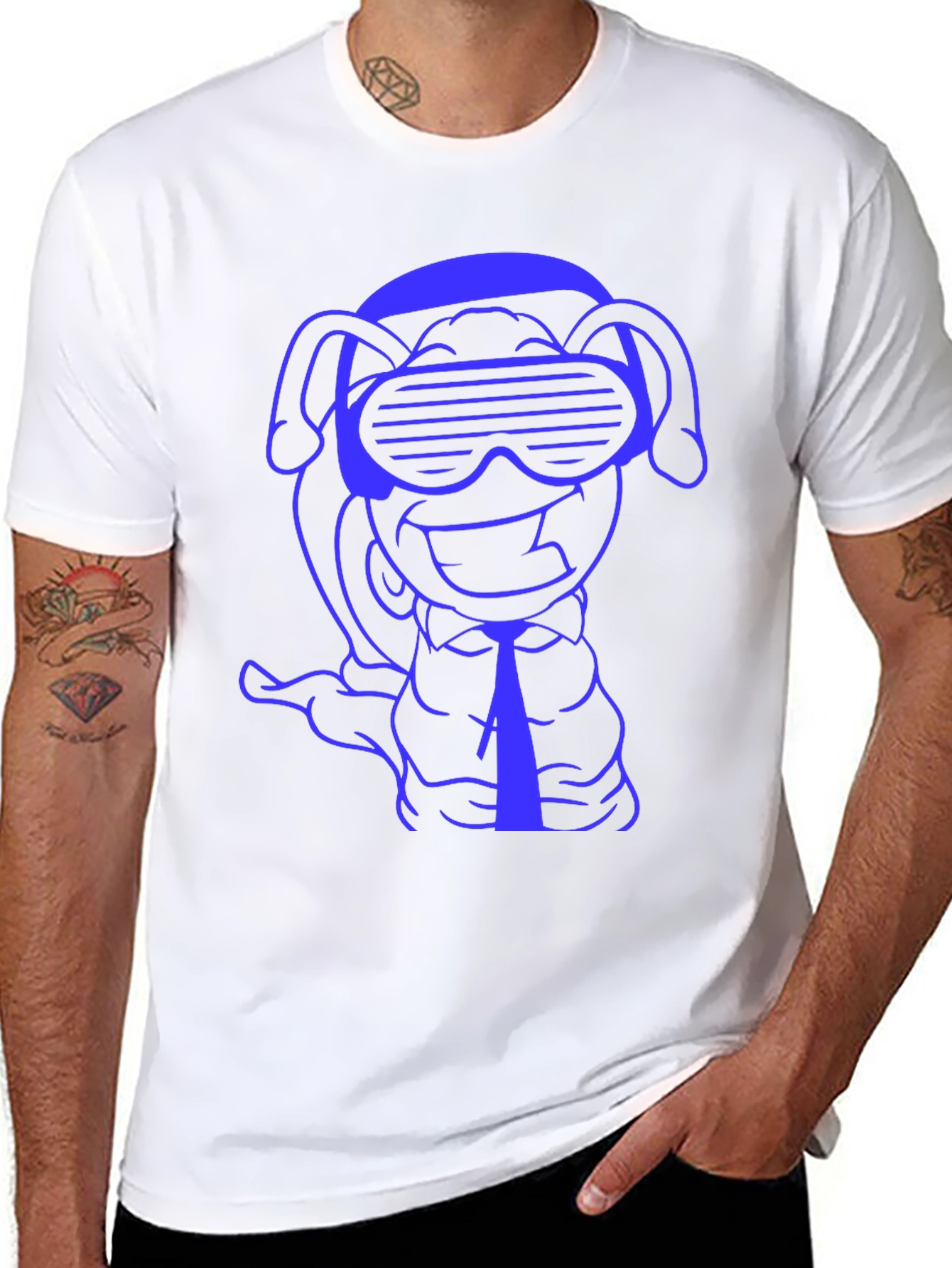 Black Cool Cartoon Dog T-Shirt view 8