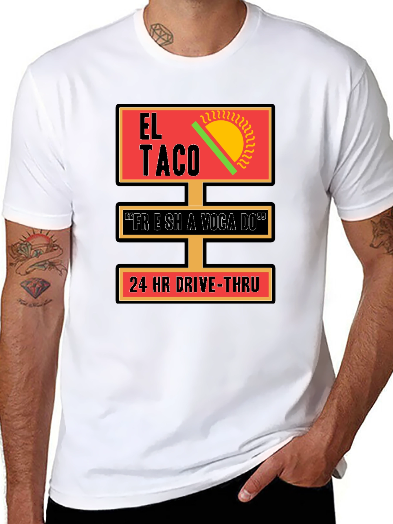 Black El Taco 24 HR Drive-Thru T-Shirt view 8