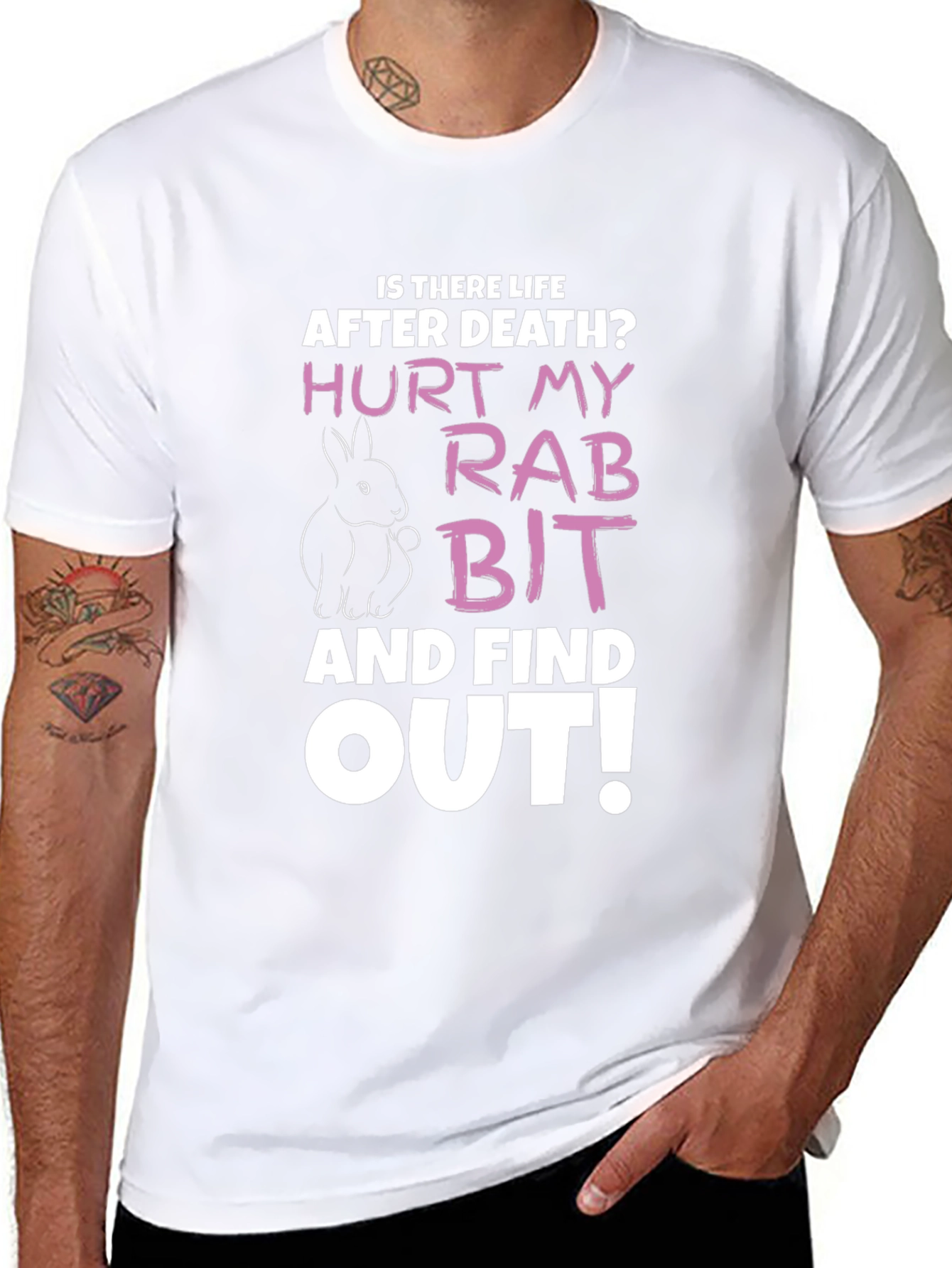 Black Hurt My Rabbit Funny Graphic T-Shirt view 8