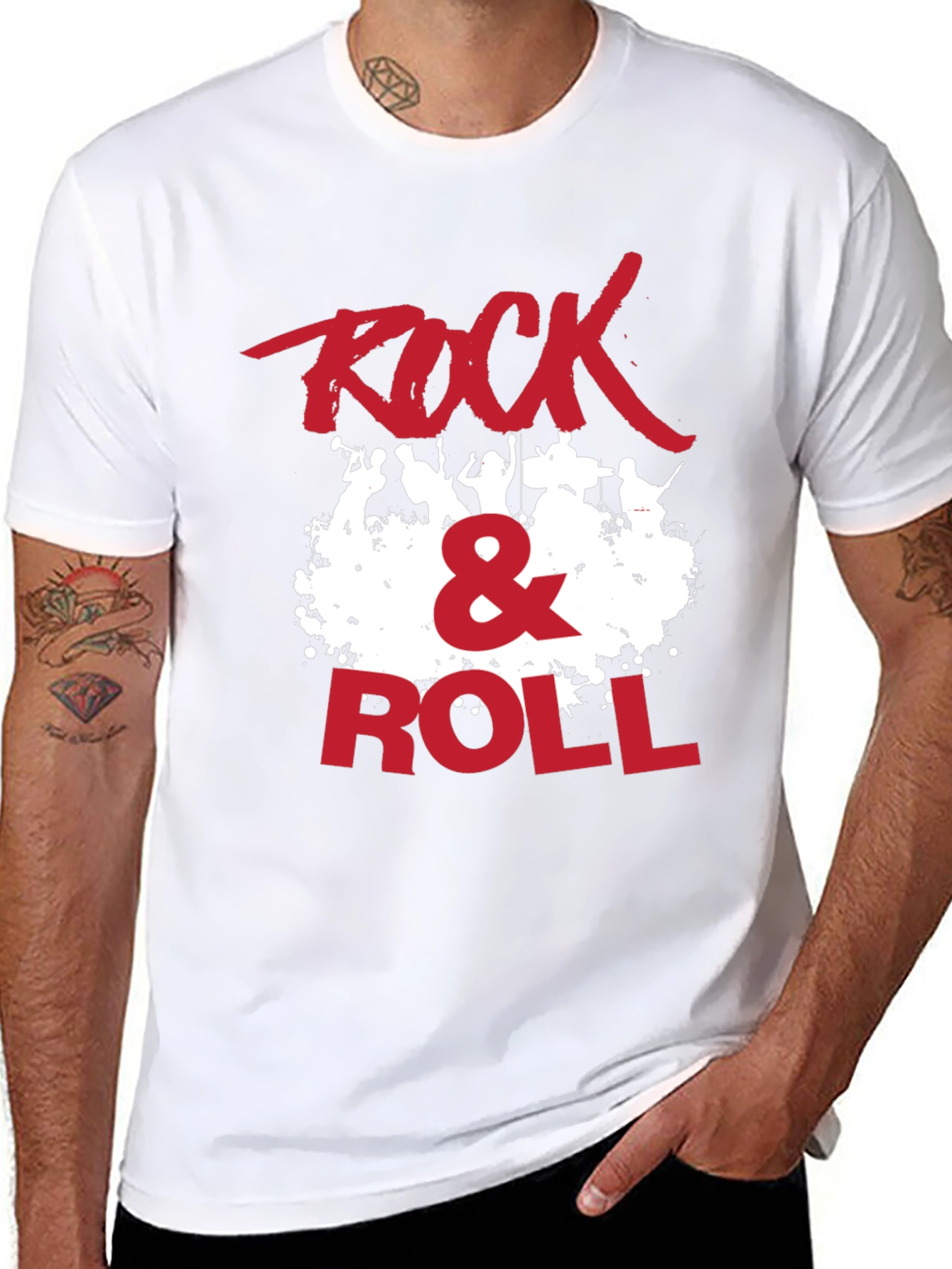 Black Rock & Roll Graphic Print Crew Neck T-Shirt view 8