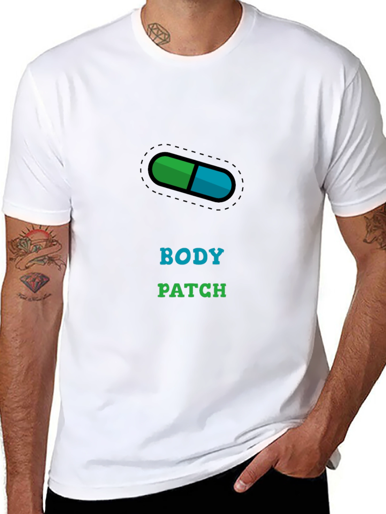 Black Body Patch T-Shirt - Medical Design view 8