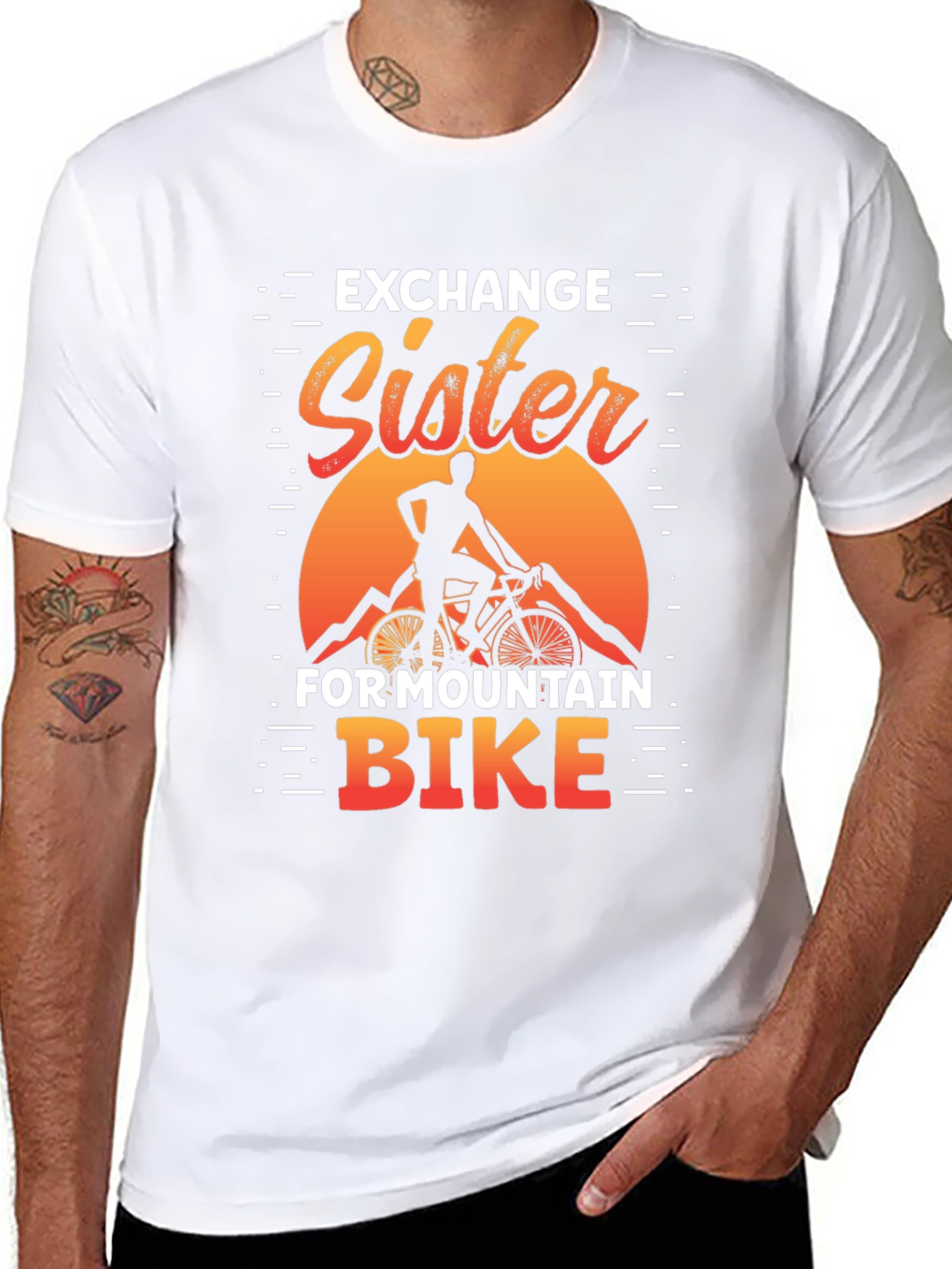 Black Exchange Sister For Mountain Bike Graphic Tee view 8
