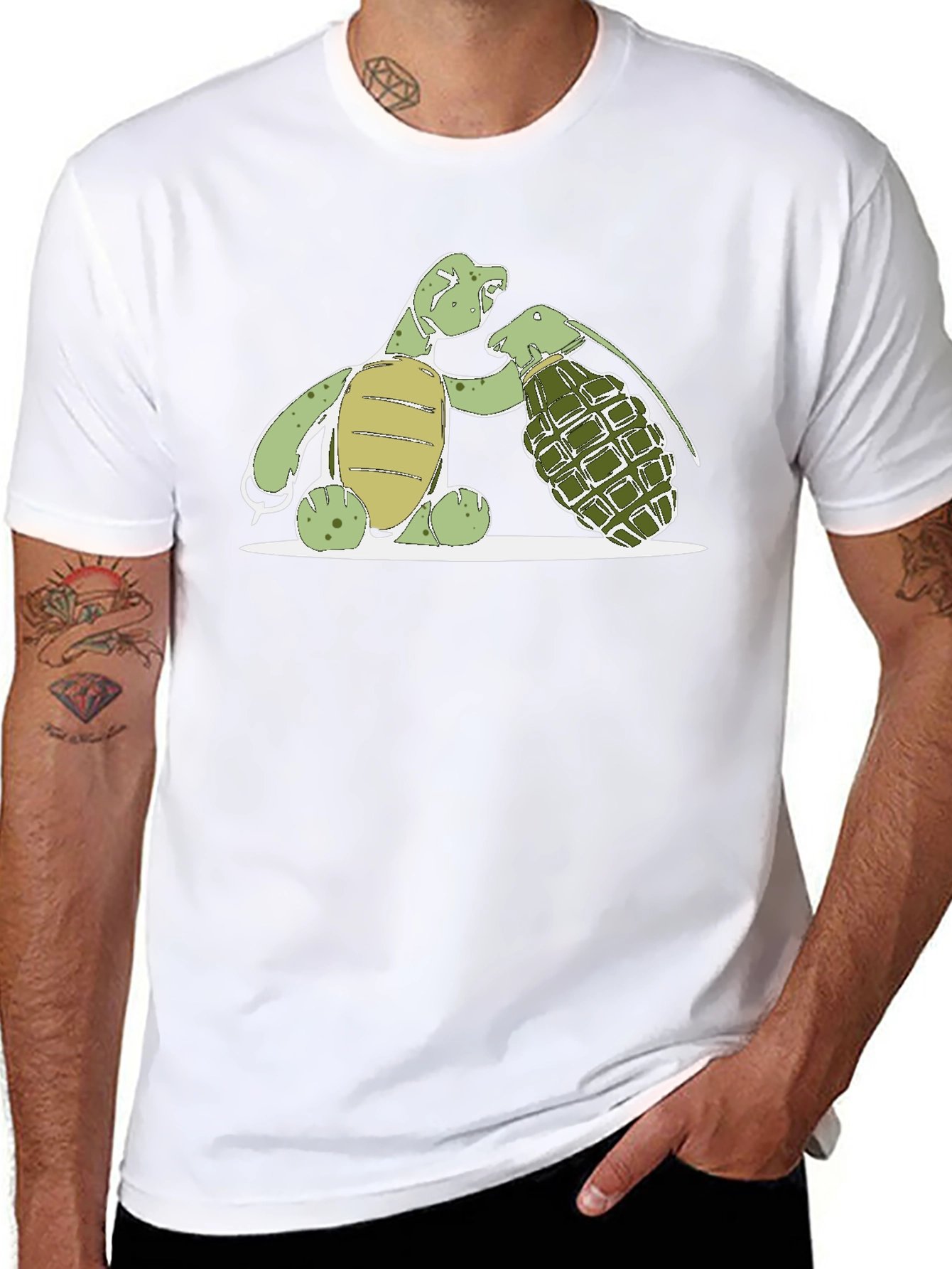Black Turtle Grenade Graphic T-Shirt view 8
