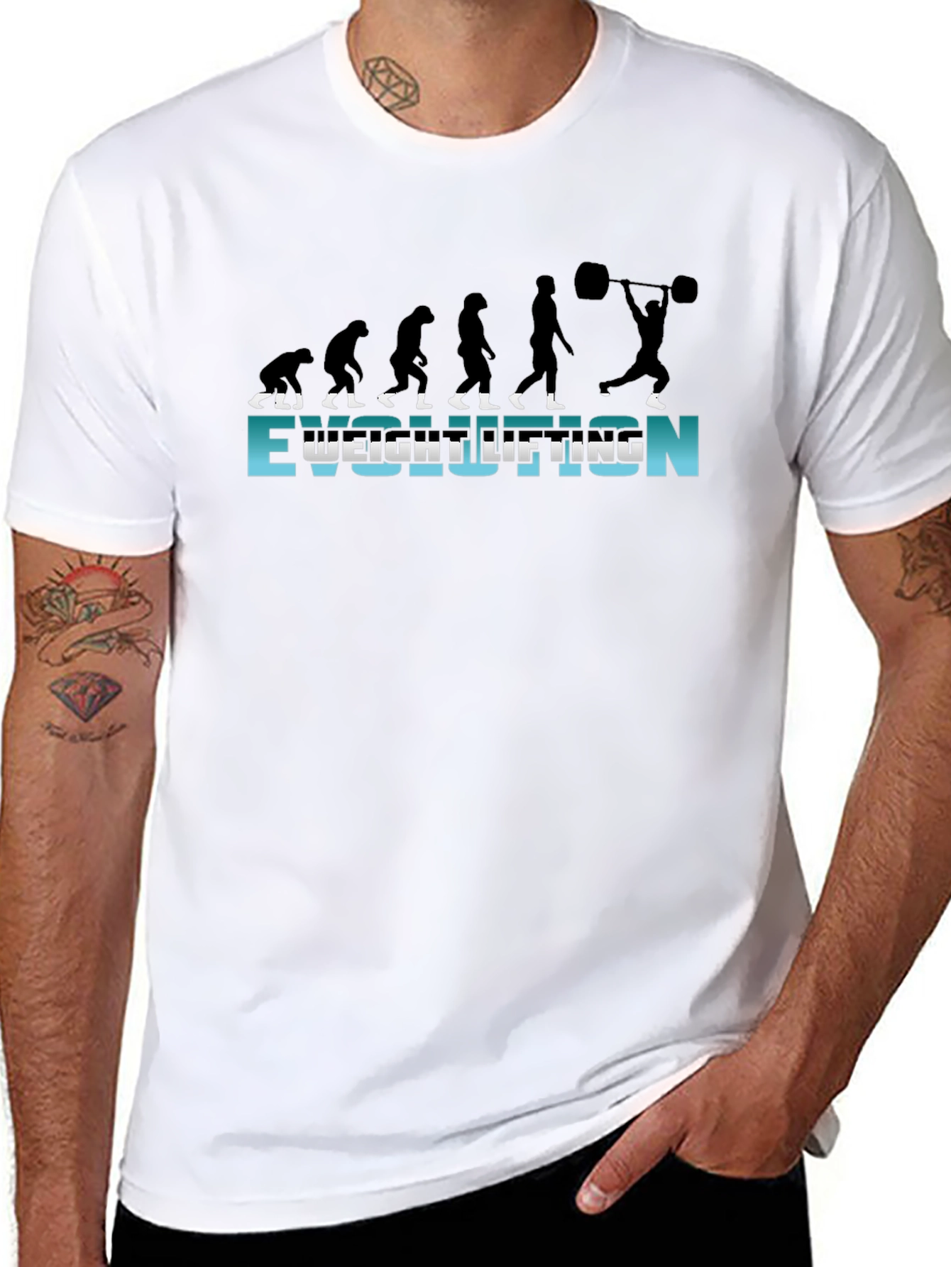Black Weightlifting Evolution Graphic T-Shirt - Black view 8
