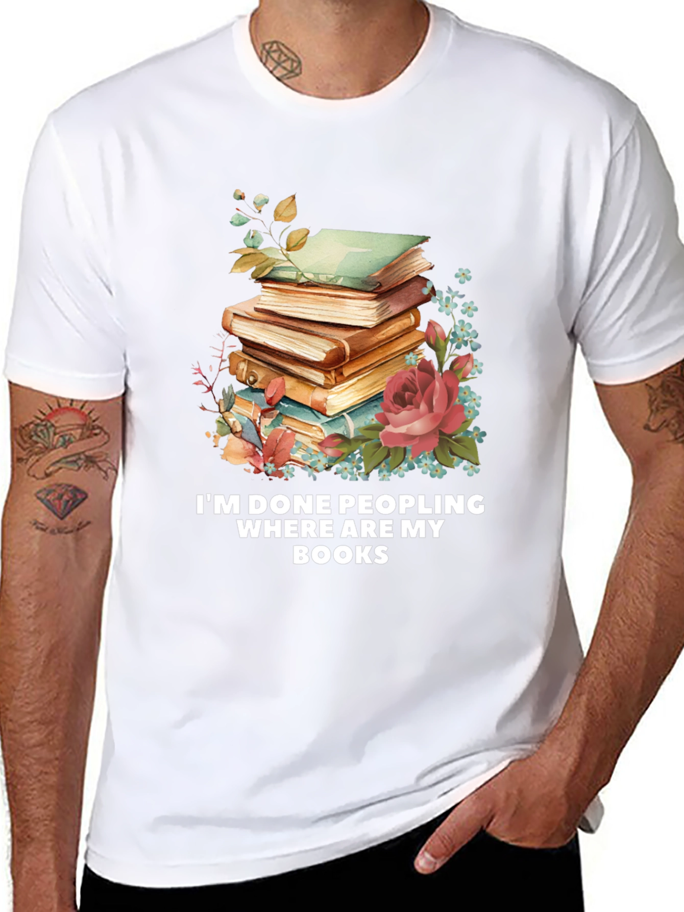 Black I'm Done Peopling Where Are My Books T-Shirt view 8