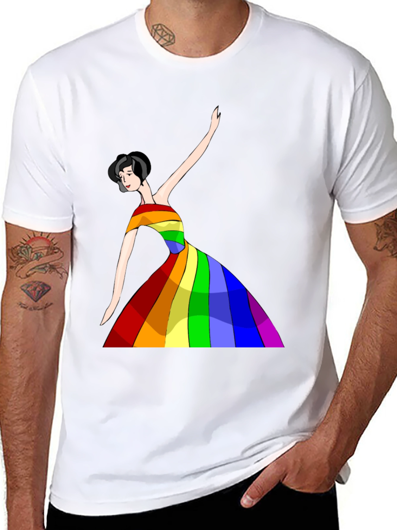 Black Rainbow Dress Woman Graphic Tee - Unisex view 8