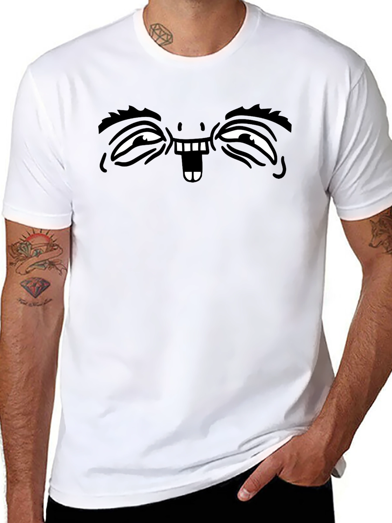 Black Funny Face Black T-Shirt view 8