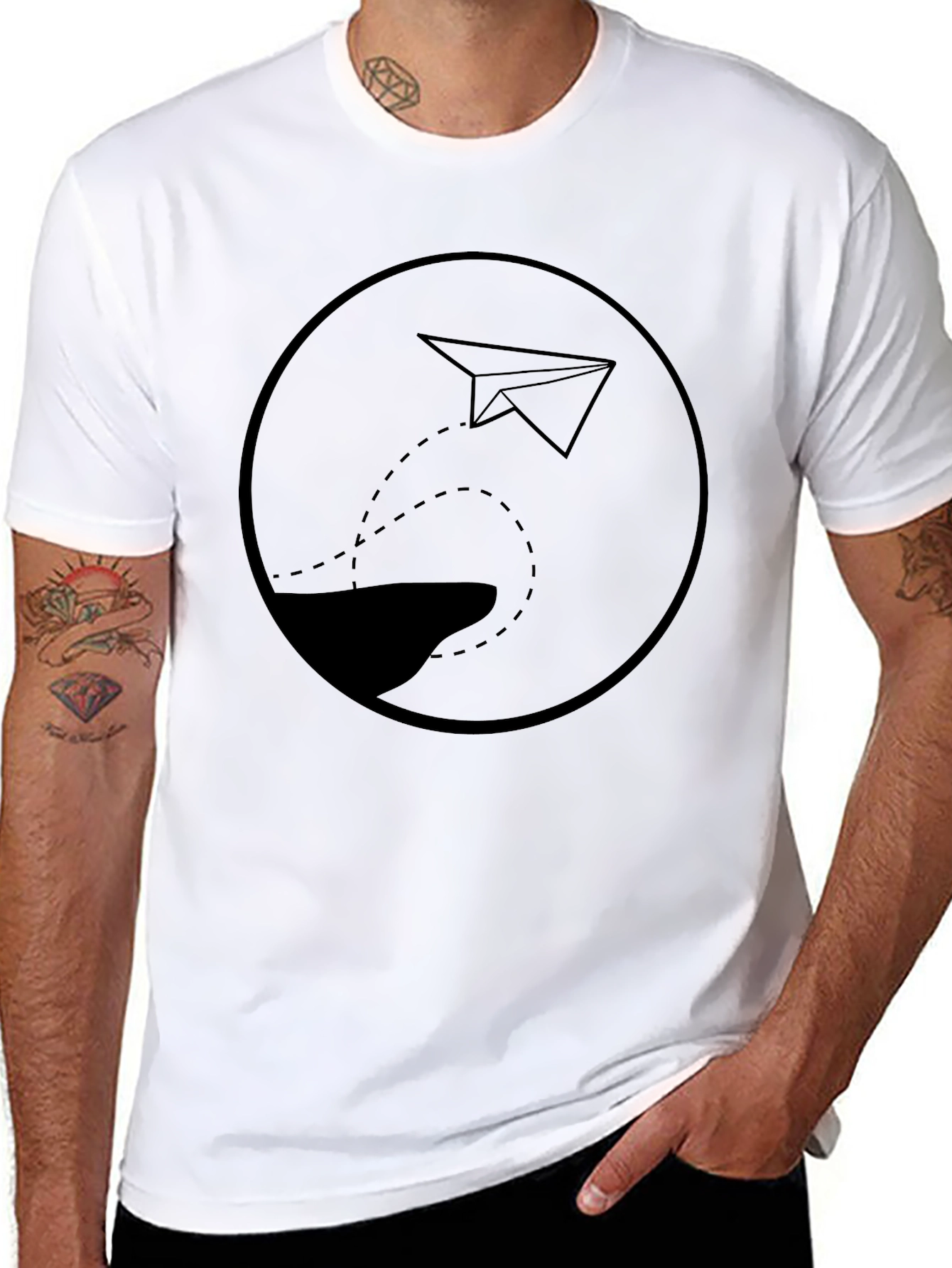 Black Paper Plane Graphic Tee - Men's Black T-Shirt view 8