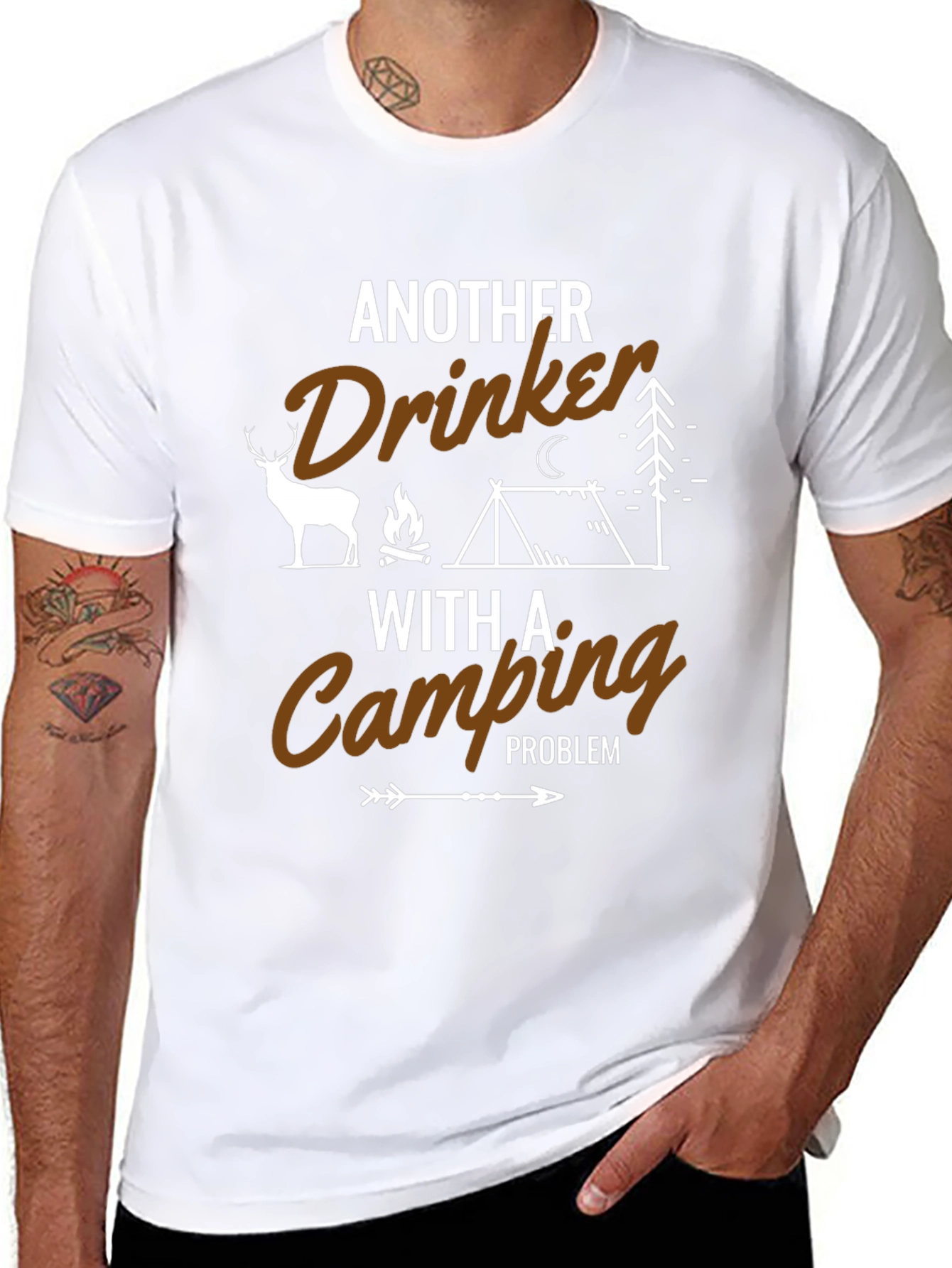 Black Funny Camping Drinker T-Shirt - Outdoor Adventure Tee view 8