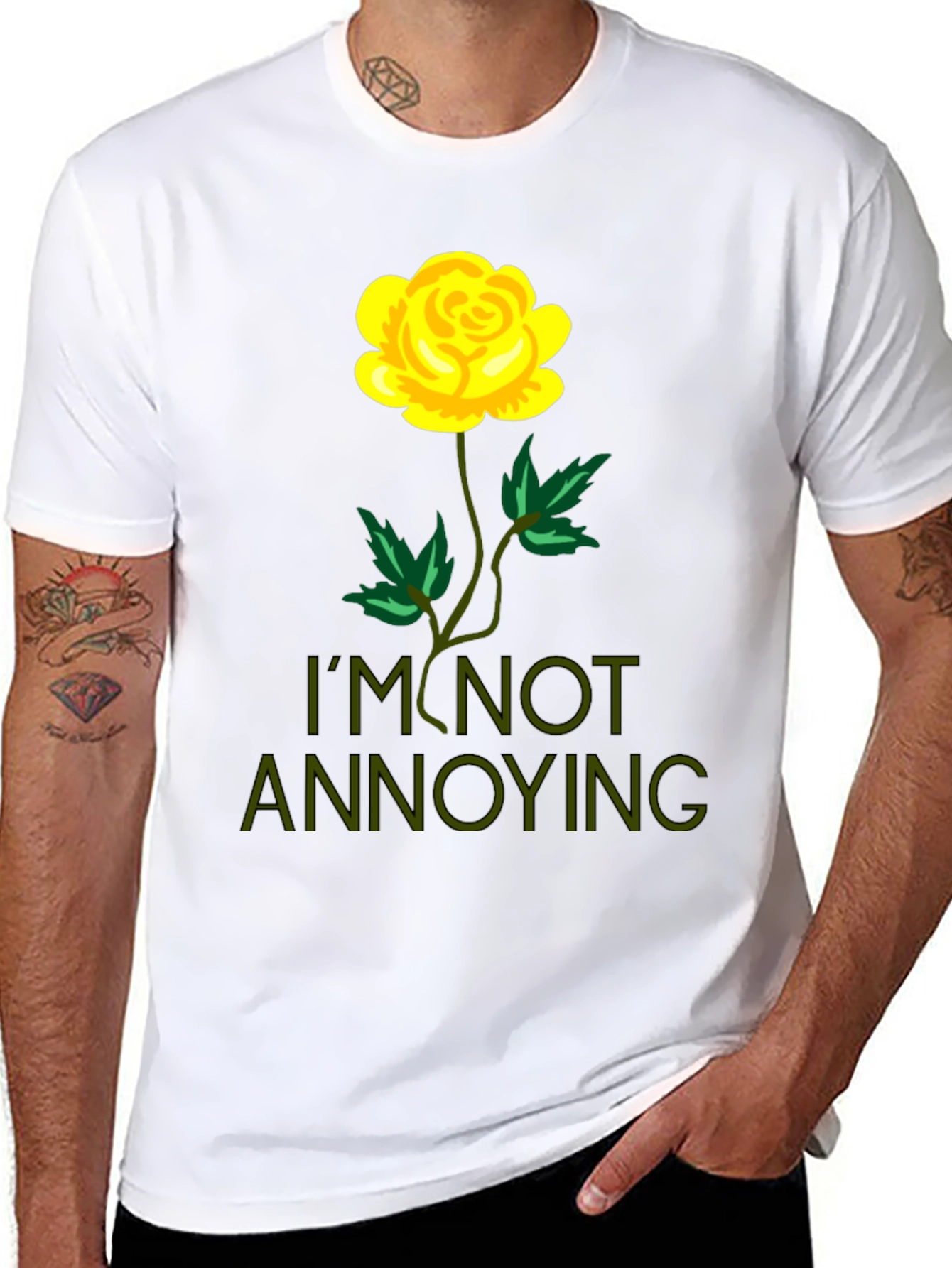 Black I'm Not Annoying Rose Graphic T-Shirt view 8