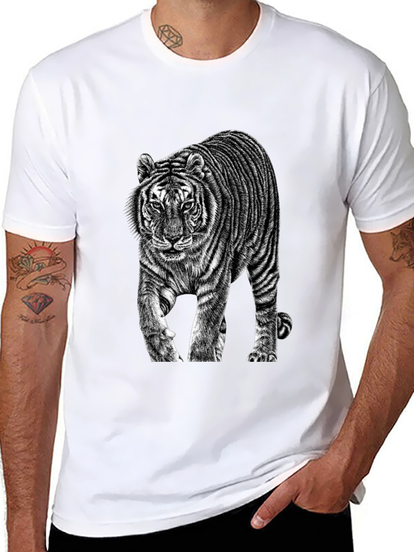 Black Tiger Graphic Black T-Shirt view 8