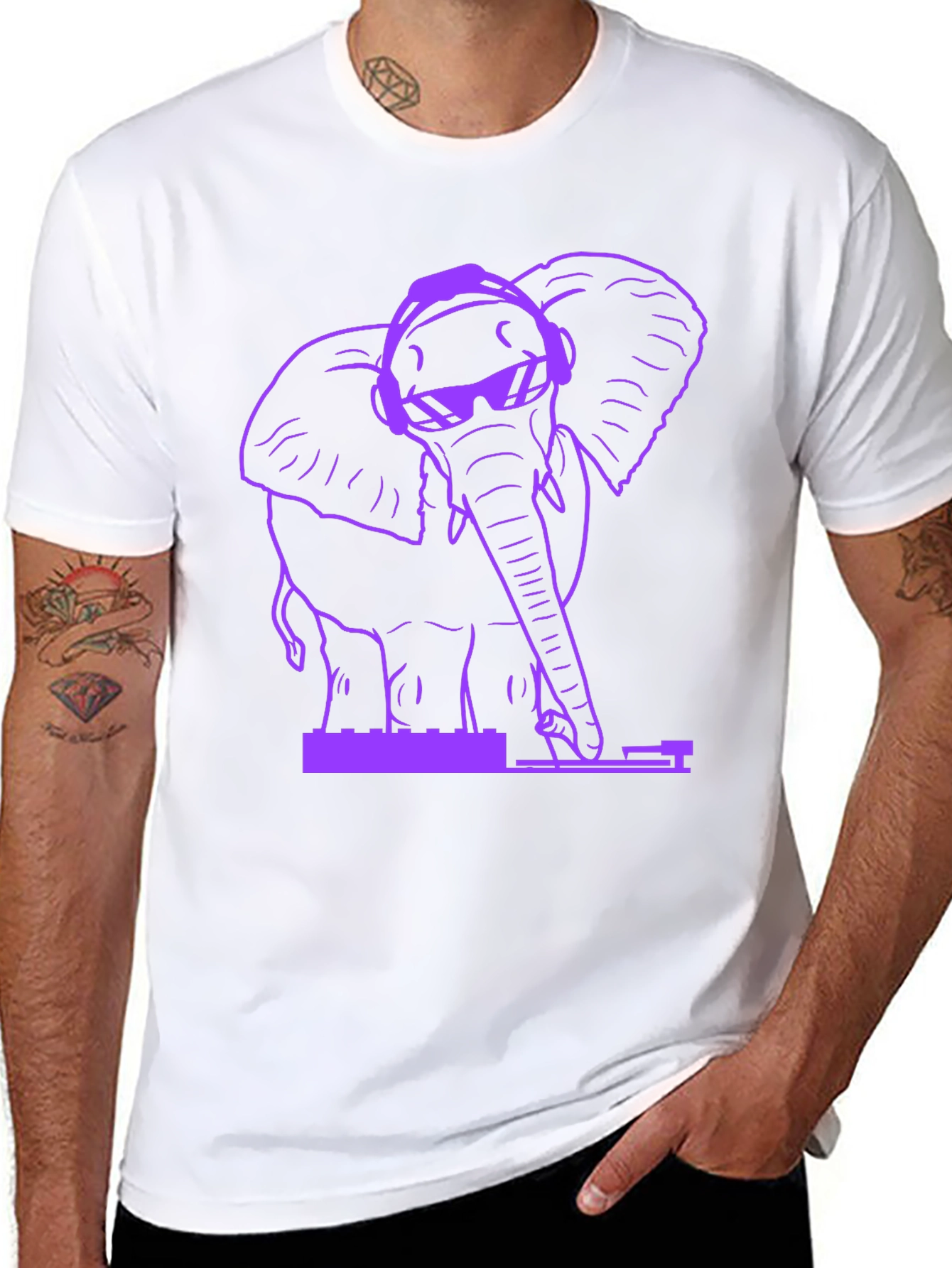 Black DJ Elephant Graphic T-Shirt - Black view 8