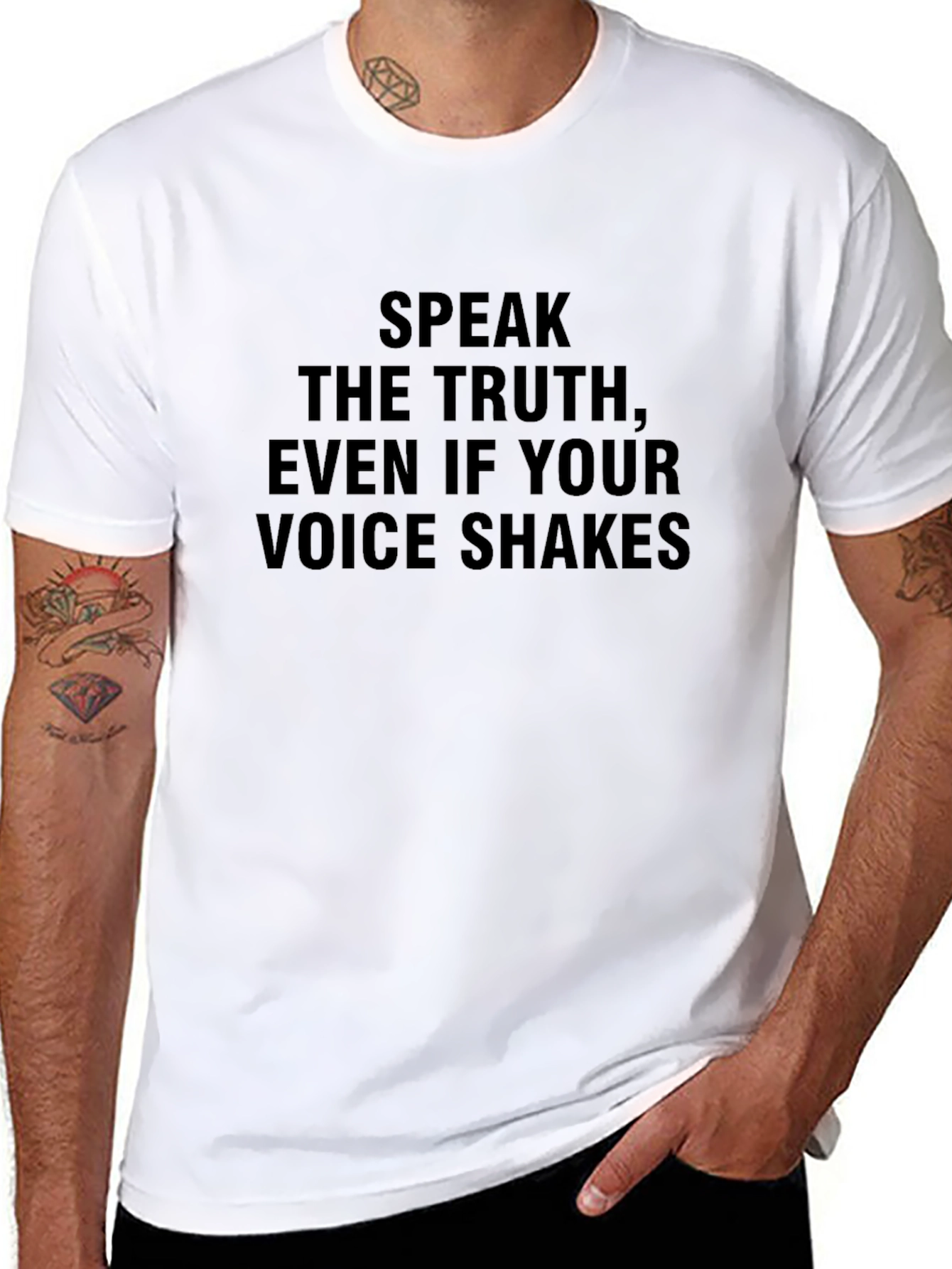 Black Speak the Truth Tee - Voice Shakes Empowerment Shirt view 8